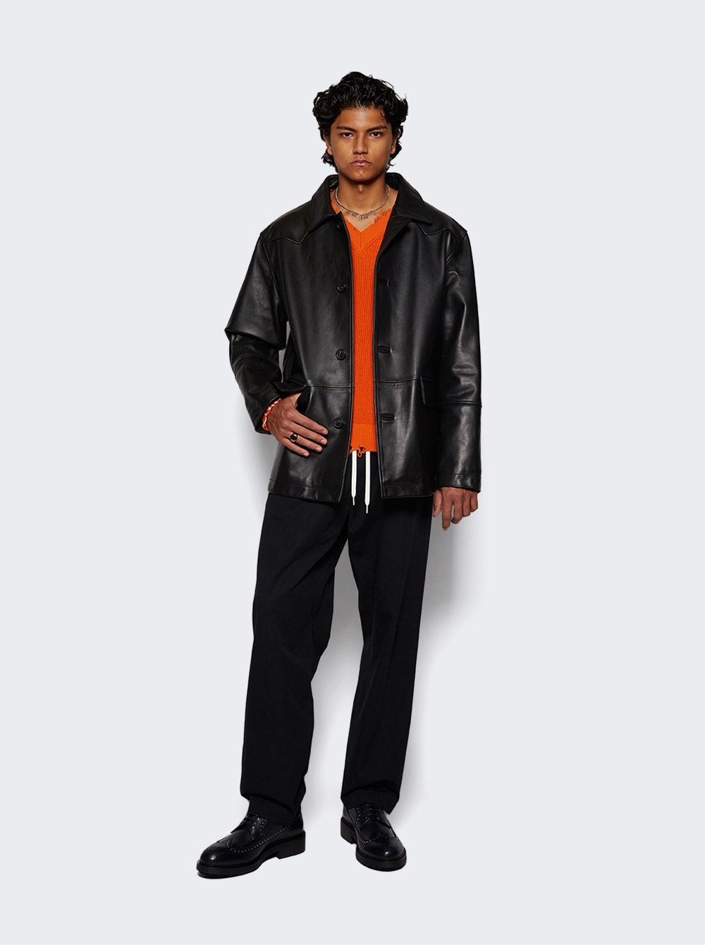 V Neck Sweater Orange - 2