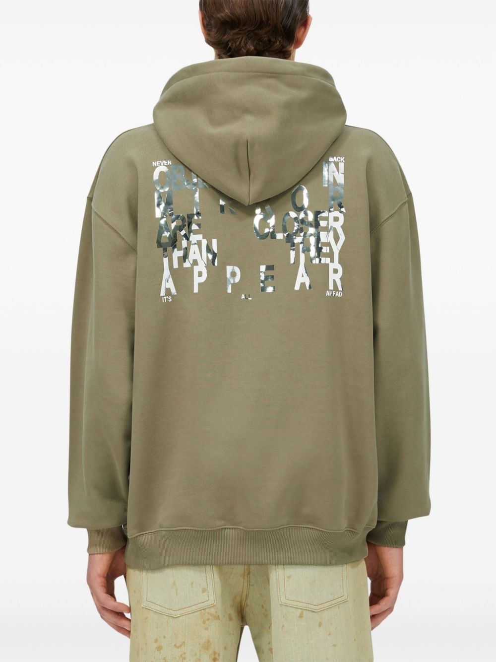 slogan-print drawstring hoodie - 4