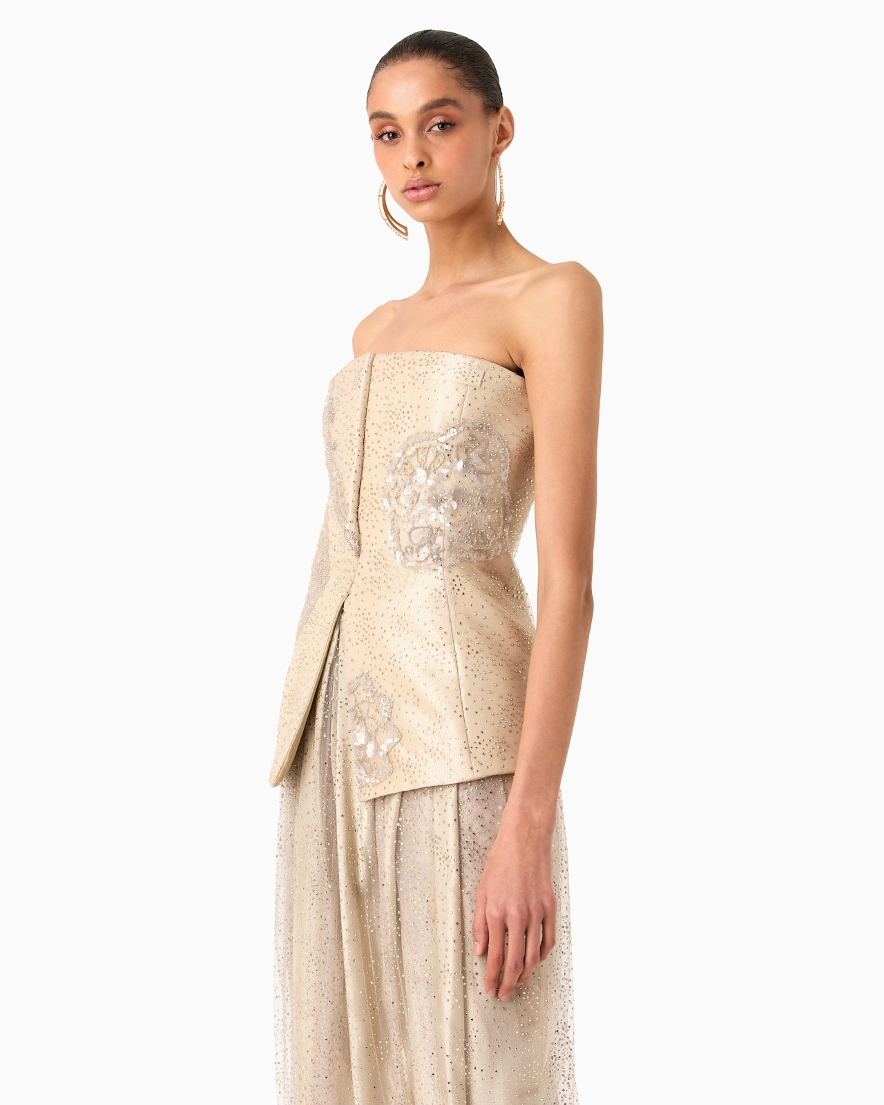 EMBROIDERED LONG BUSTIER TOP - 2