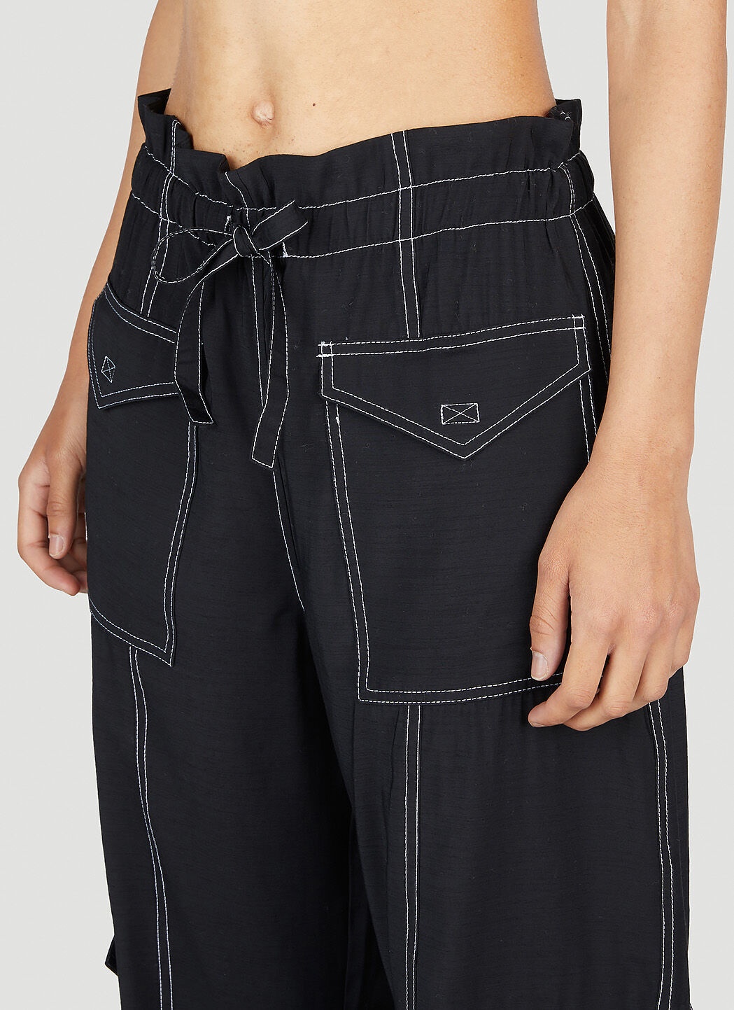 Stretch Striped Mid Waist Trousers