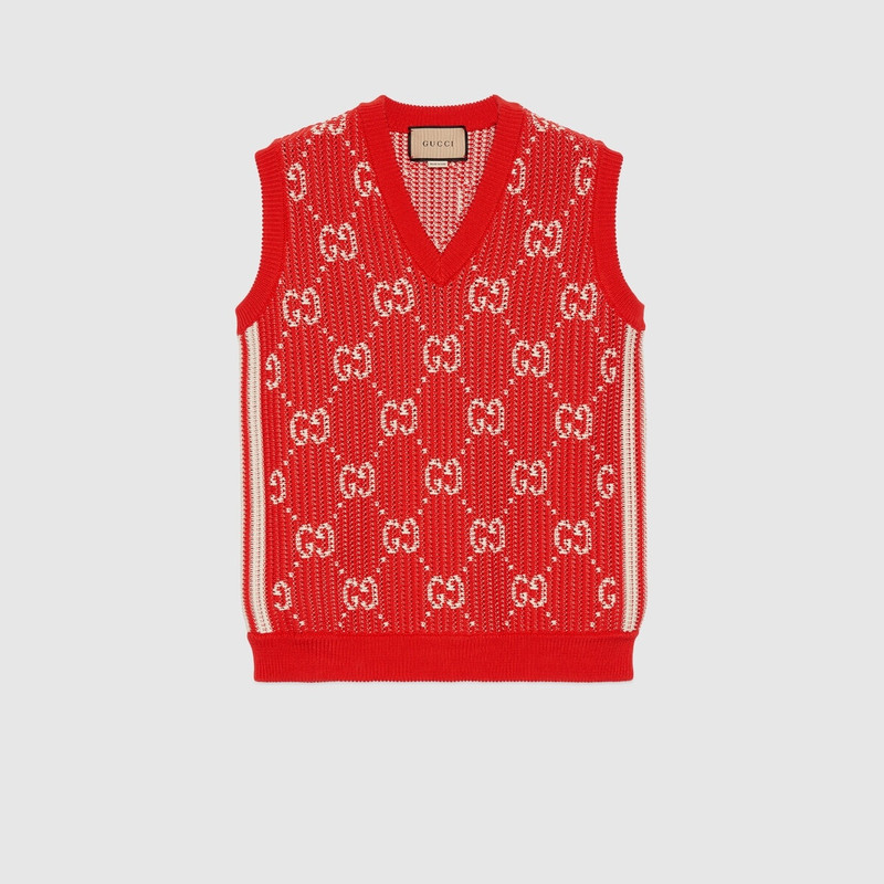 GG knit cotton jacquard vest 1