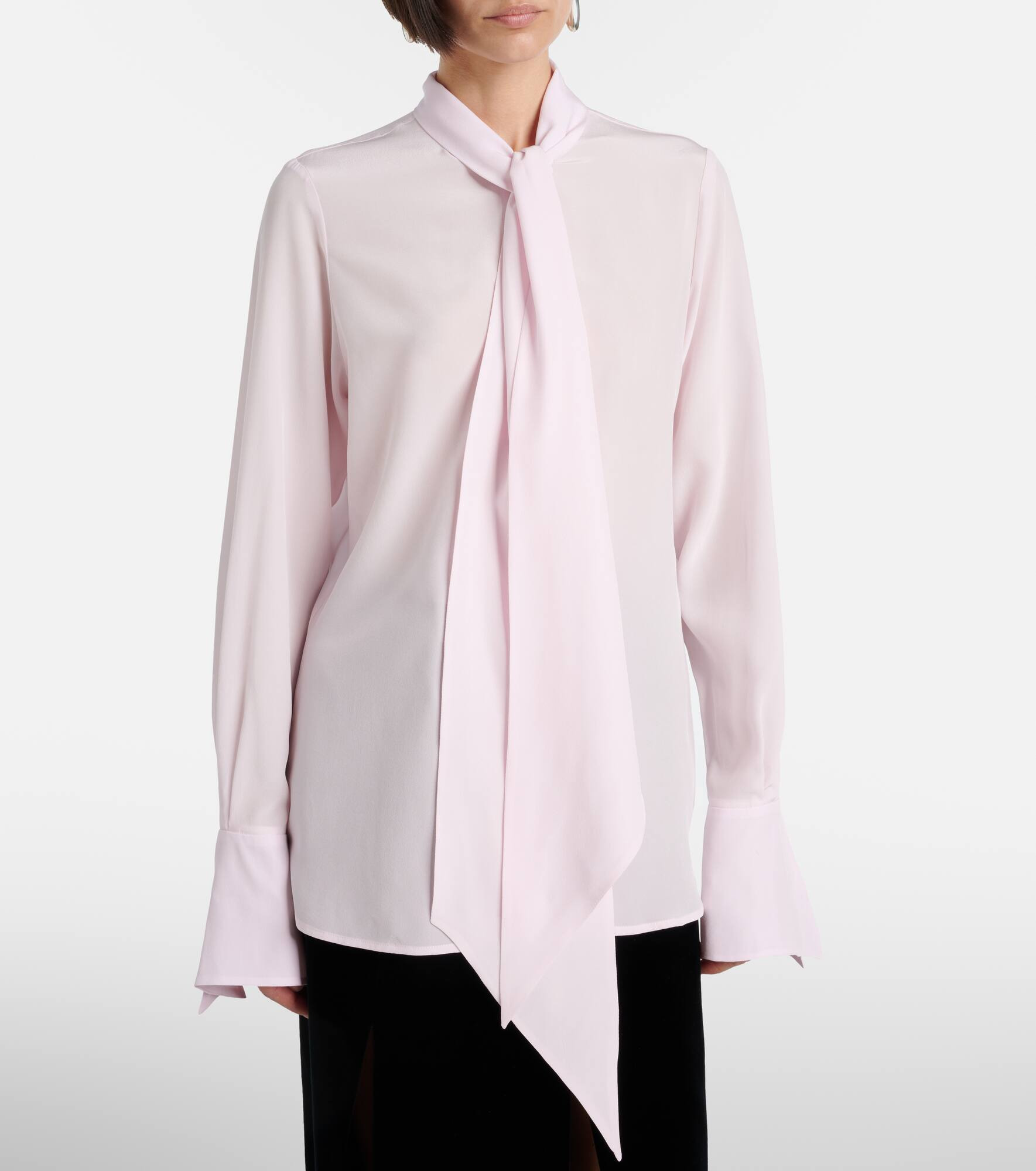 Lavalliere silk crêpe de chine shirt - 6