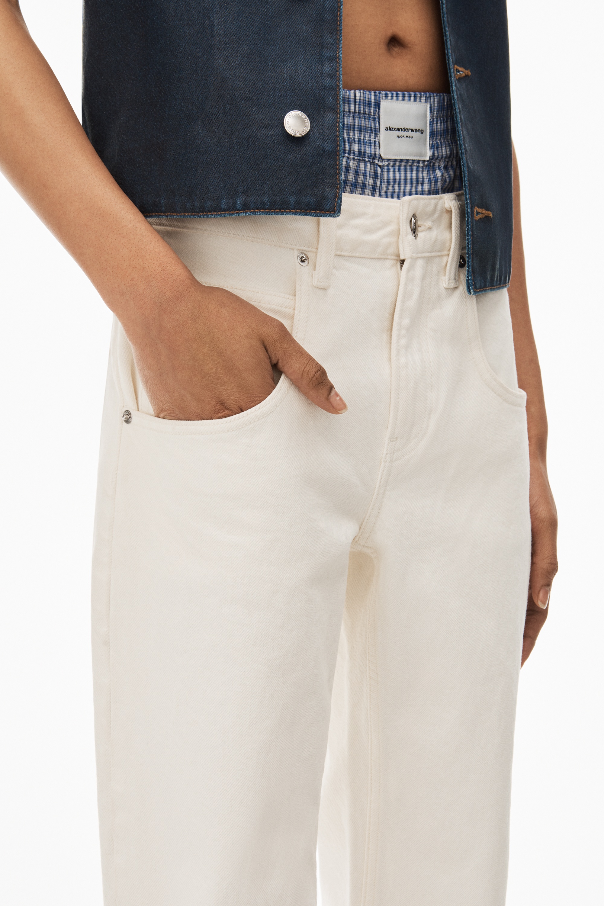 LAYERED BOXER SKATER JEAN IN DENIM - 3