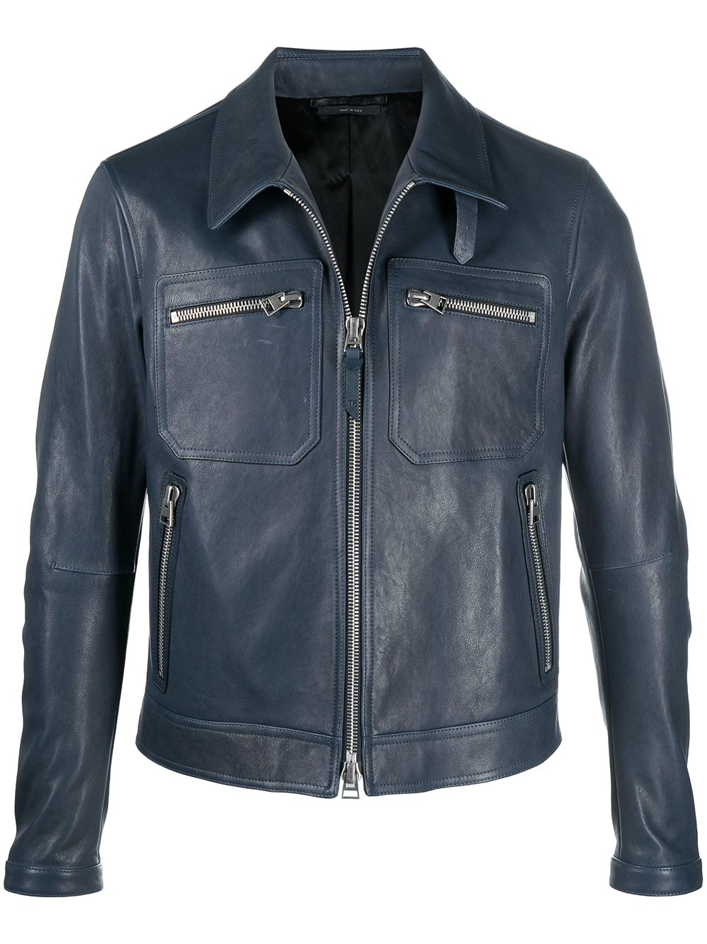 zip-pocket leather jacket - 1