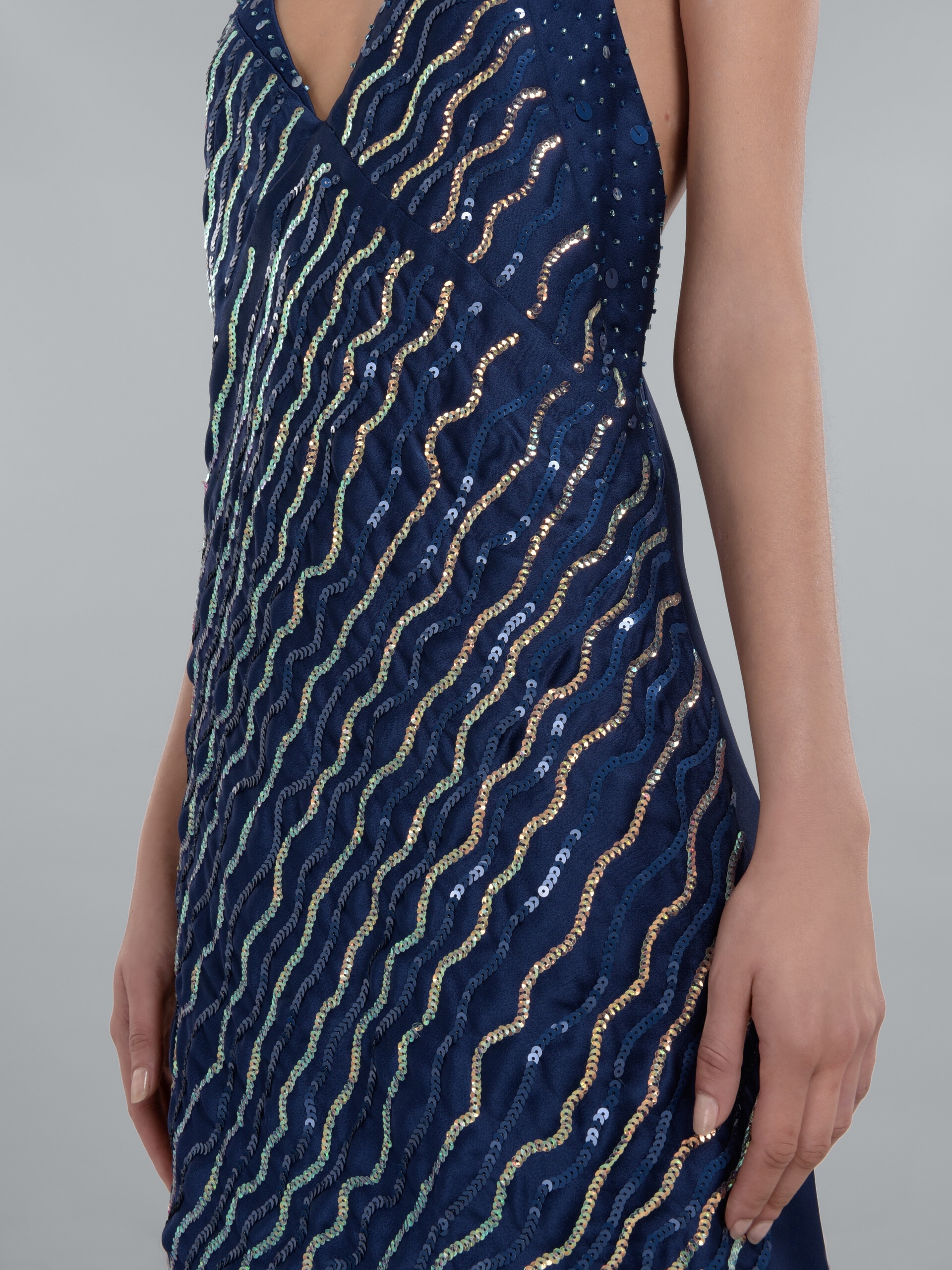 BLUE CRÊPE SATIN MINI DRESS - 5