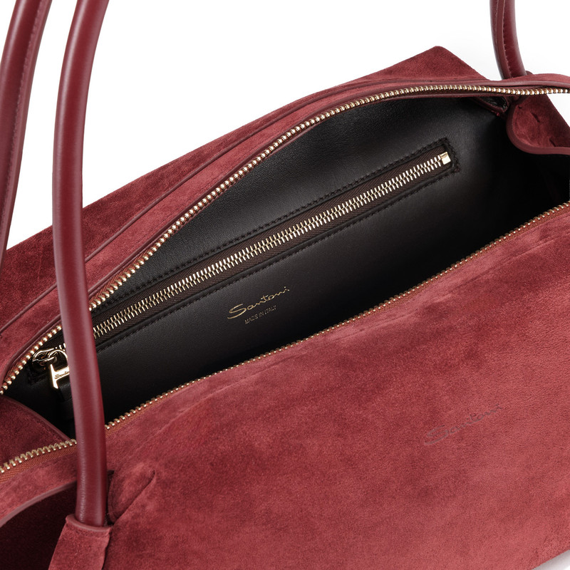 Burgundy suede shoulder bag 5