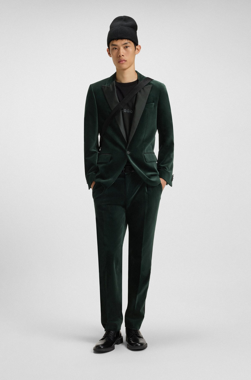 HUGO SLIM-FIT TROUSERS IN COTTON VELVET outlook