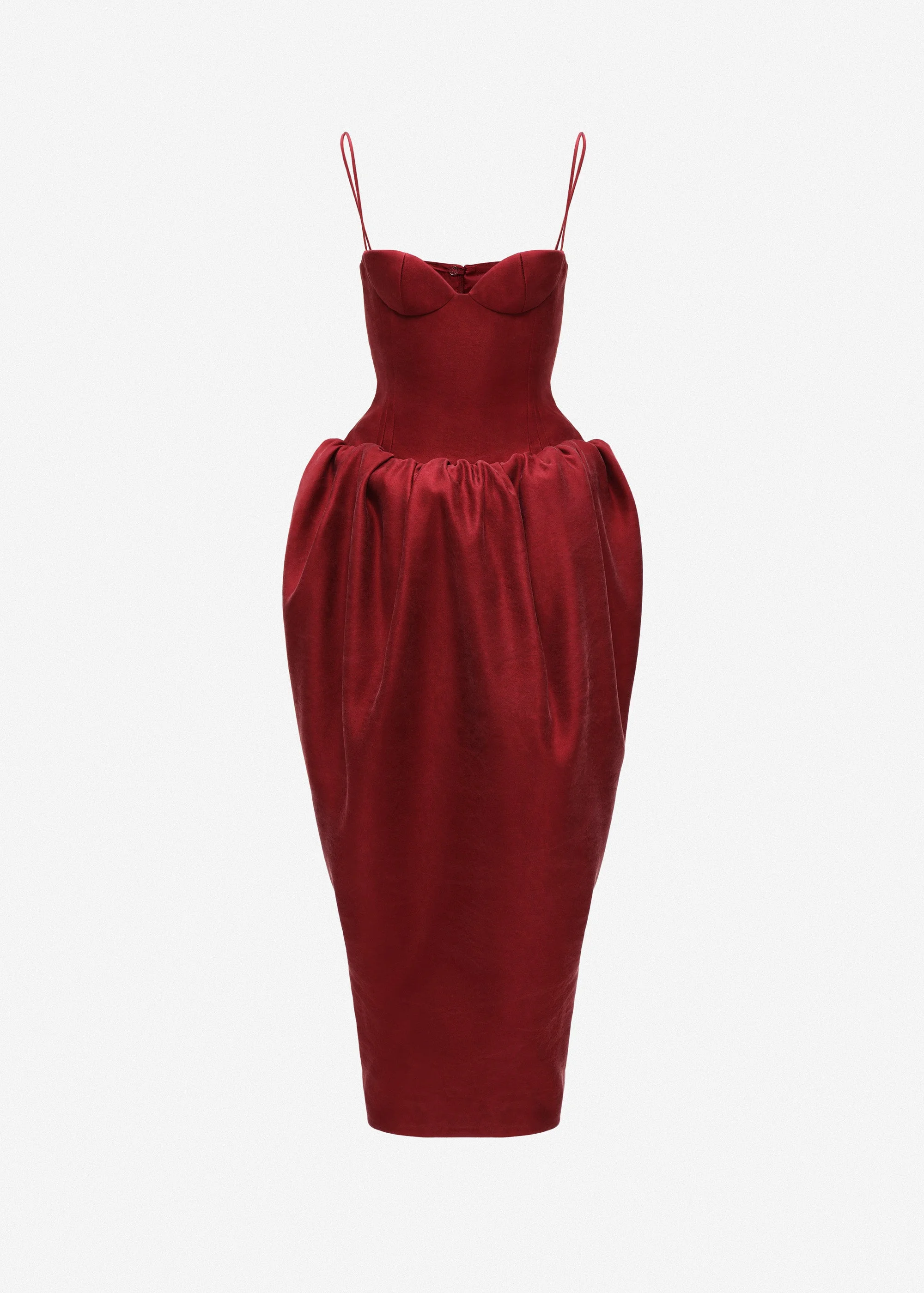 Corset cocoon midi dress in red - 1