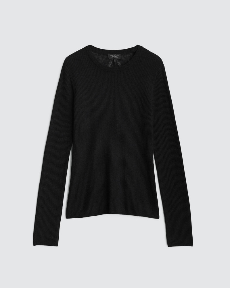 Mandee Ribbed Cashmere Crew Slim Fit Sweater 1