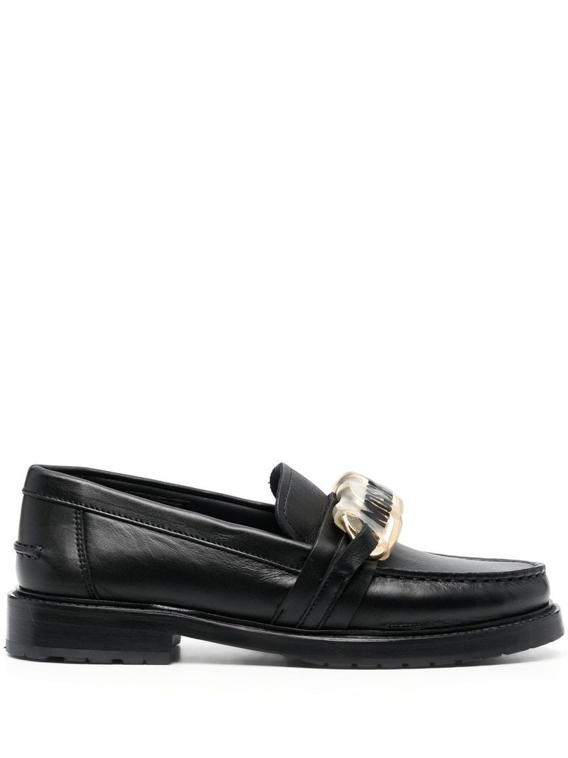 logo-plaque leather loafers 1