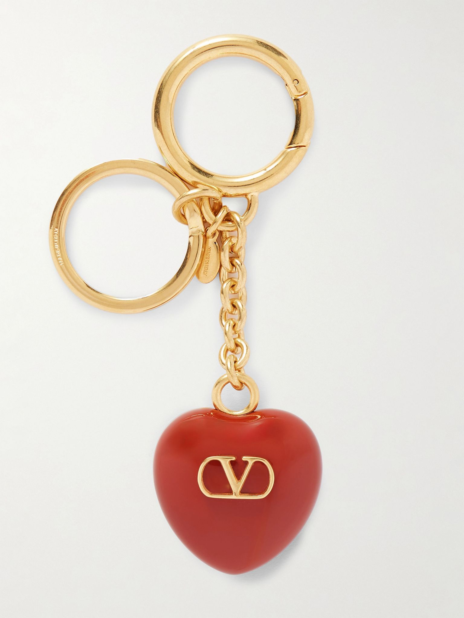 VLogo Signature gold-tone and enamel bag charm Red - 1