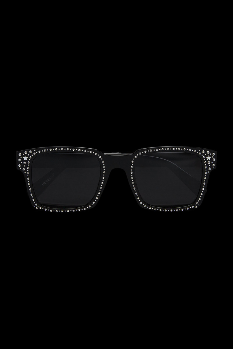 Crystal-Encrusted Squared Sunglasses 1