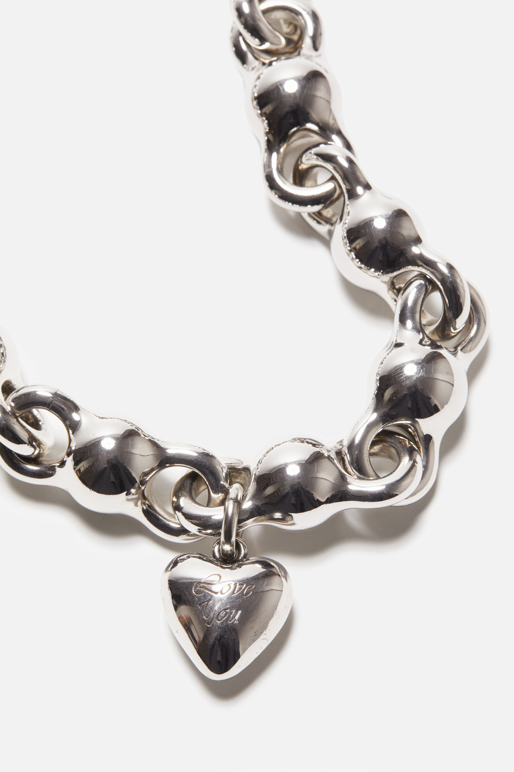 Heart charm necklace - Antique Silver - 3