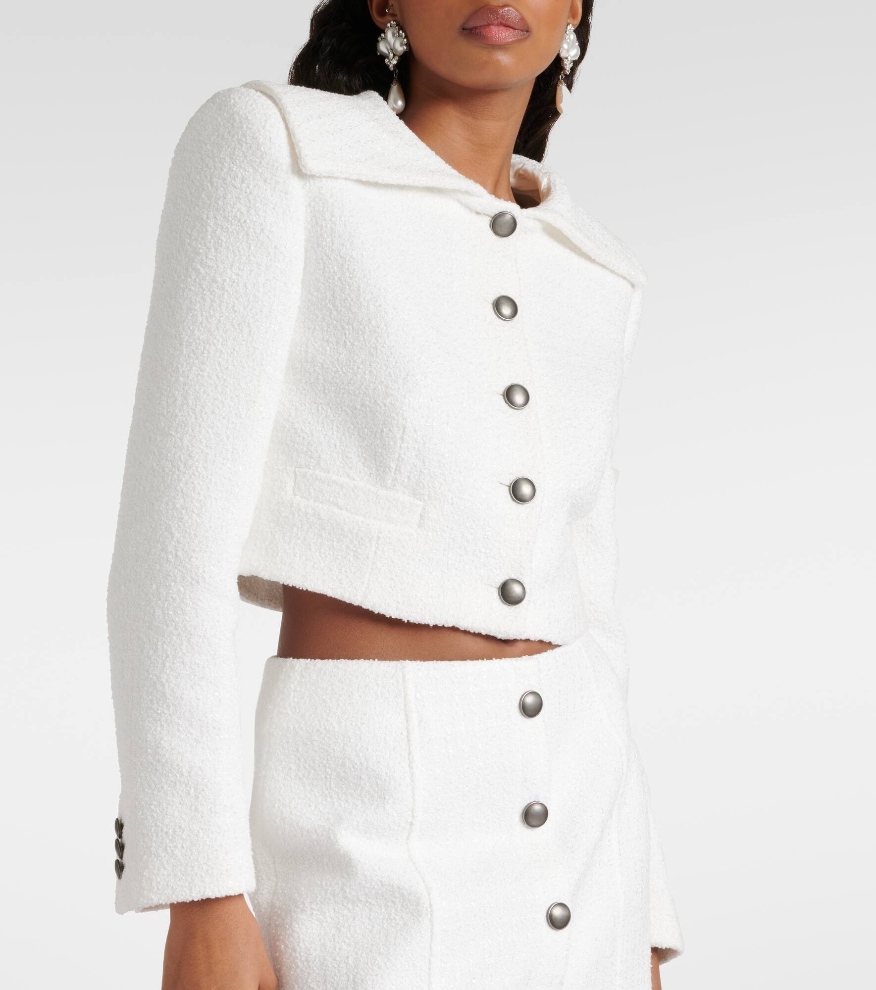 Cropped checked tweed jacket - 6