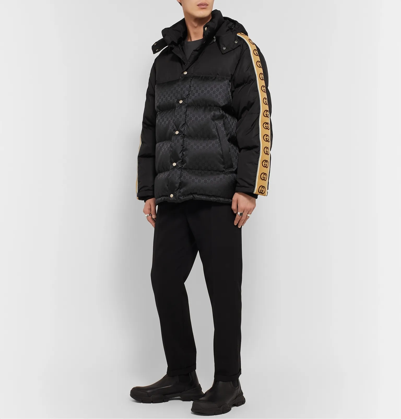 Logo-Jacquard Webbing-Trimmed Quilted Shell Hooded Down Jacket - 2