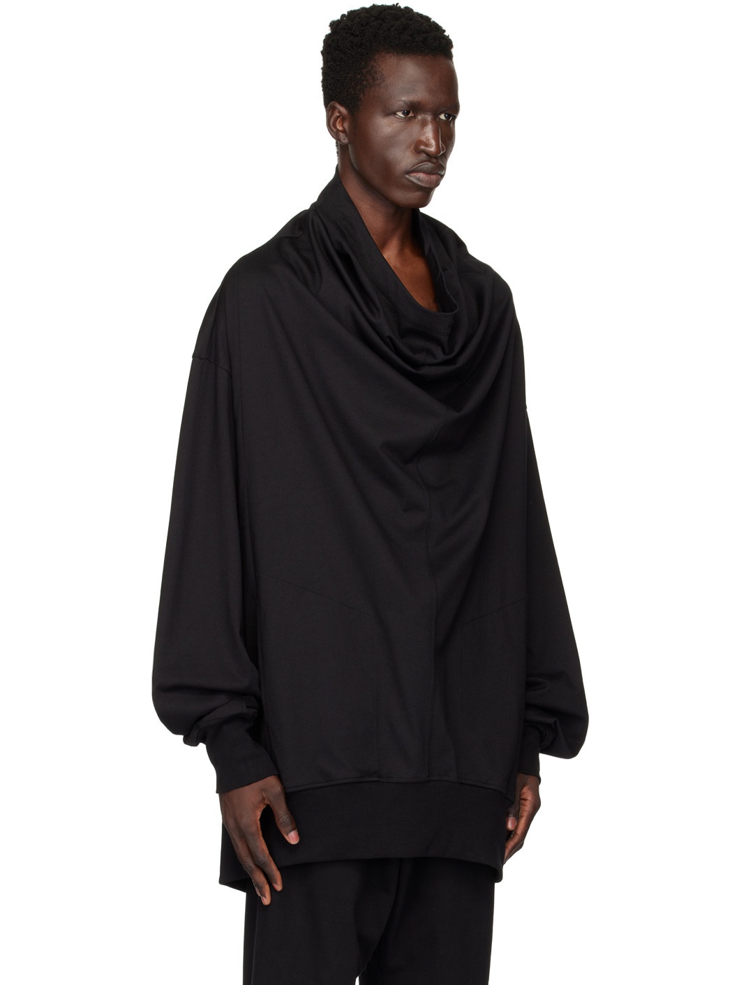 Black Drape Long Sleeve T-Shirt - 2