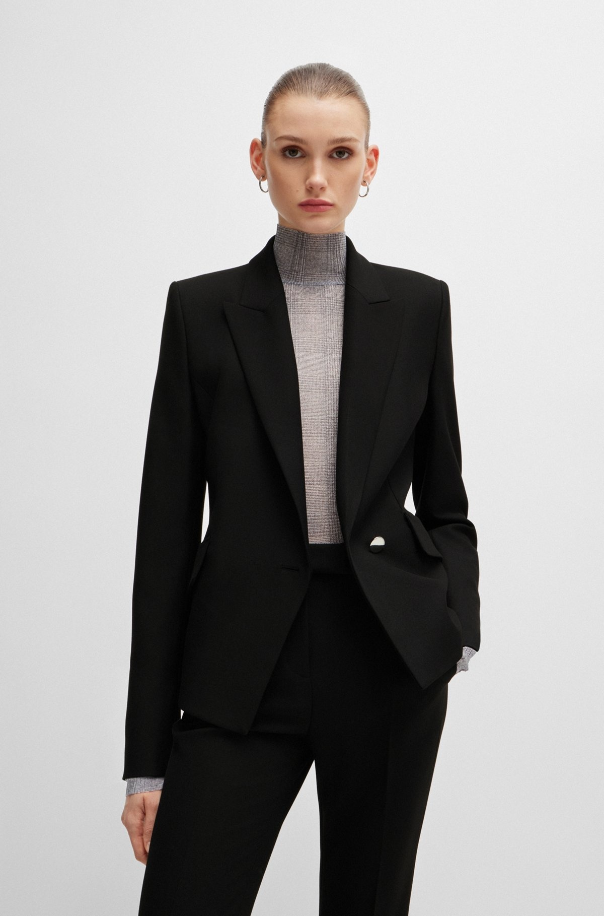 REGULAR-FIT DOUBLE-BREASTED JACKET IN STRETCH MATERIAL - 2