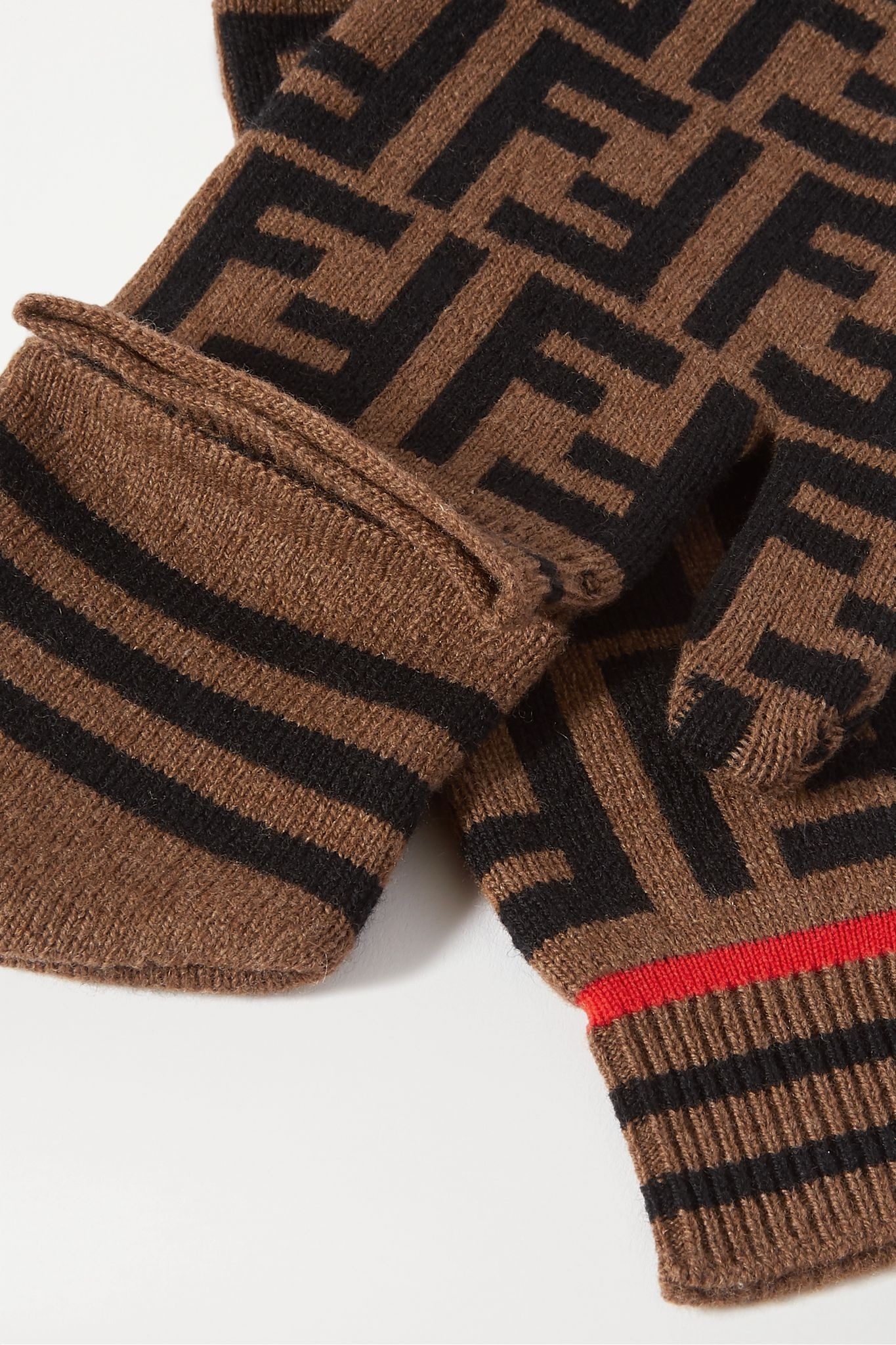 Intarsia cashmere and wool-blend mittens - 3