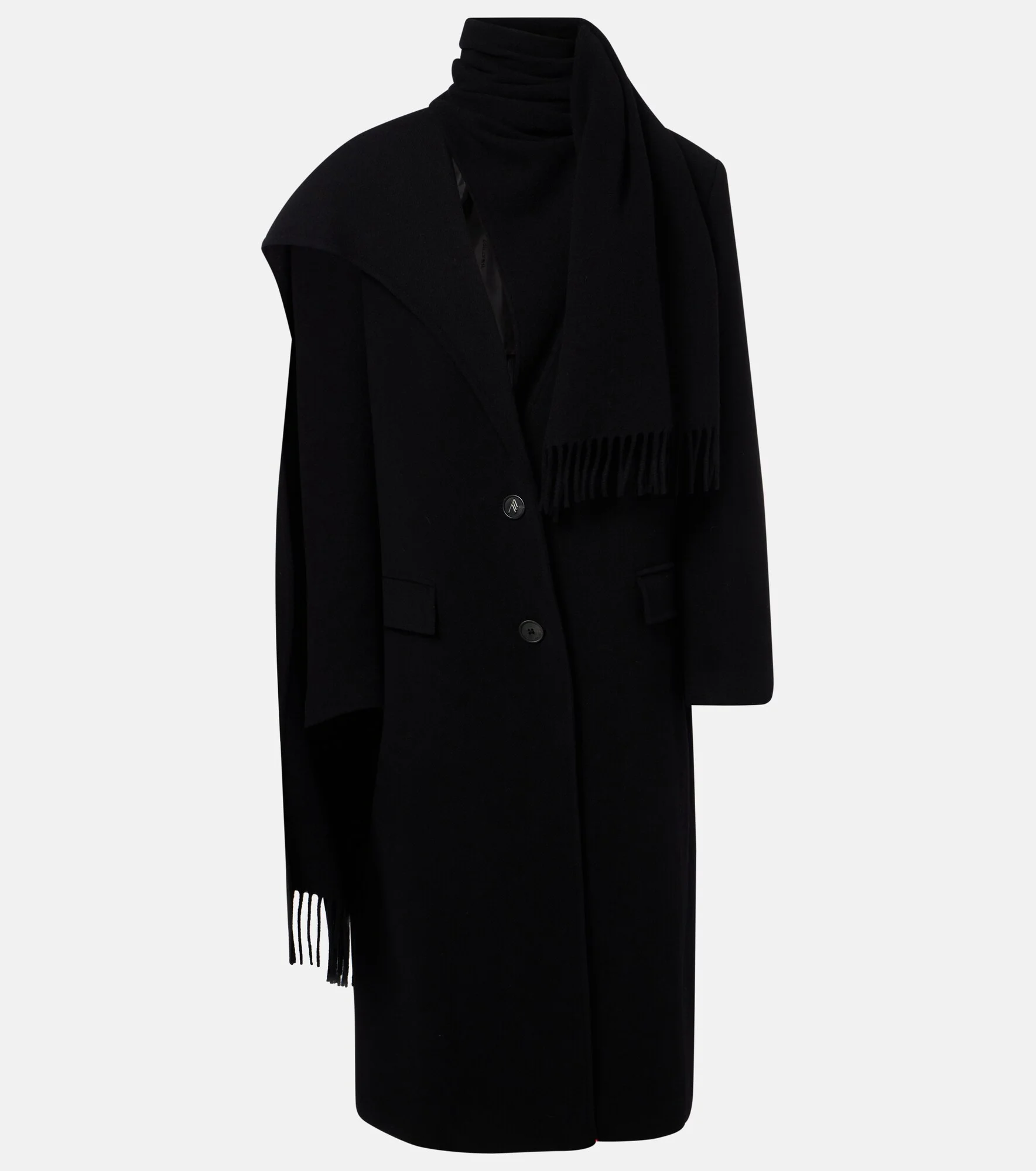 Scarf-detail wool and cashmere coat - 1
