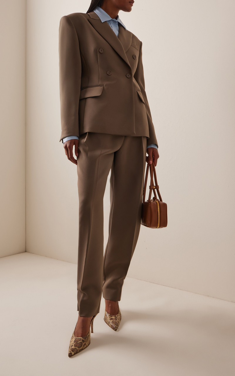 The Frankie Shop Doyer Pleated Wide-Leg Pants green outlook