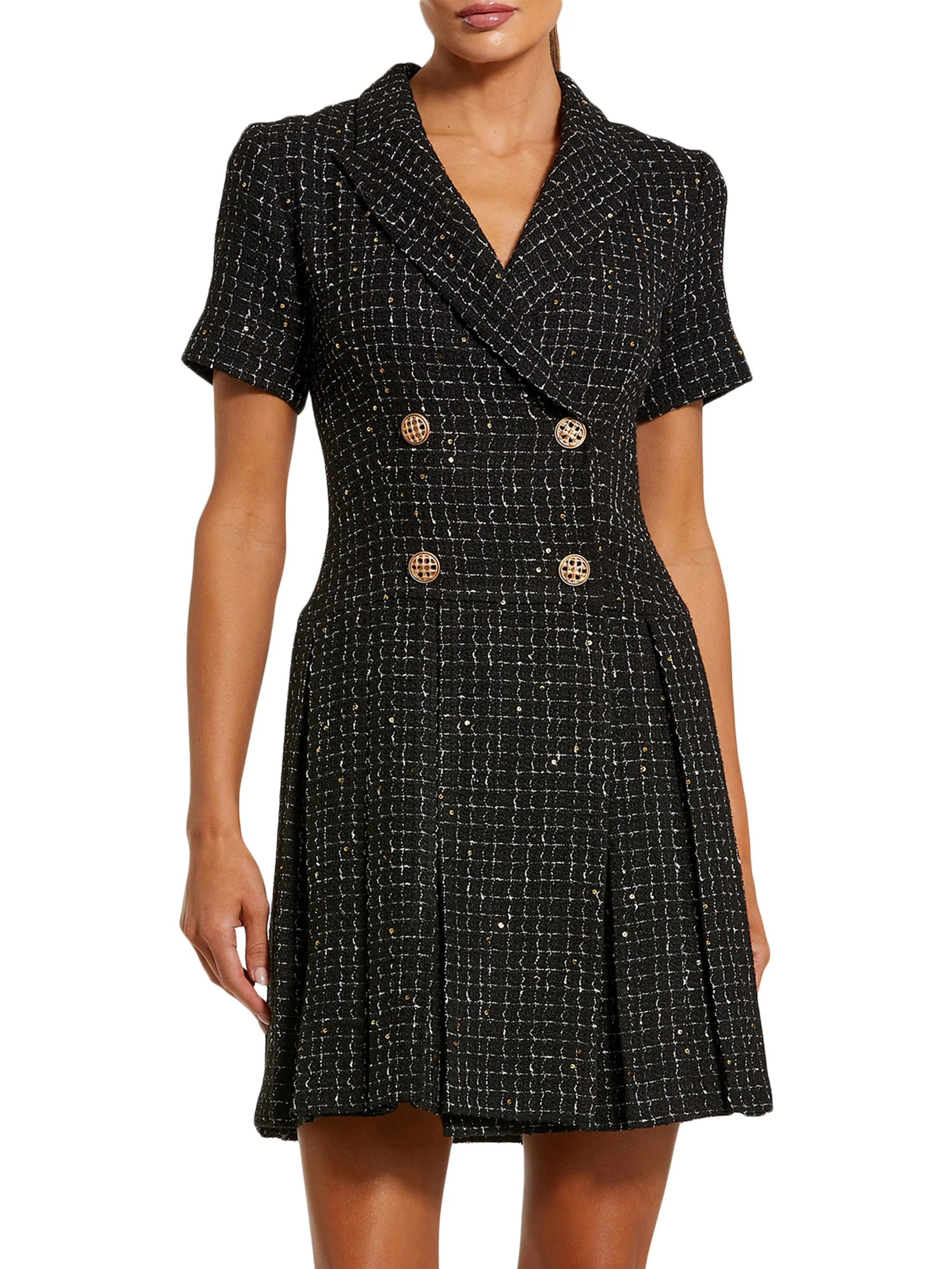 Women's Tweed Blazer Minidress - Black - 1