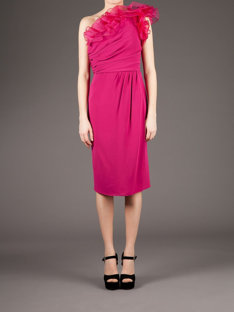 GIAMBATTISTA VALLI one shoulder ruffle dress outlook