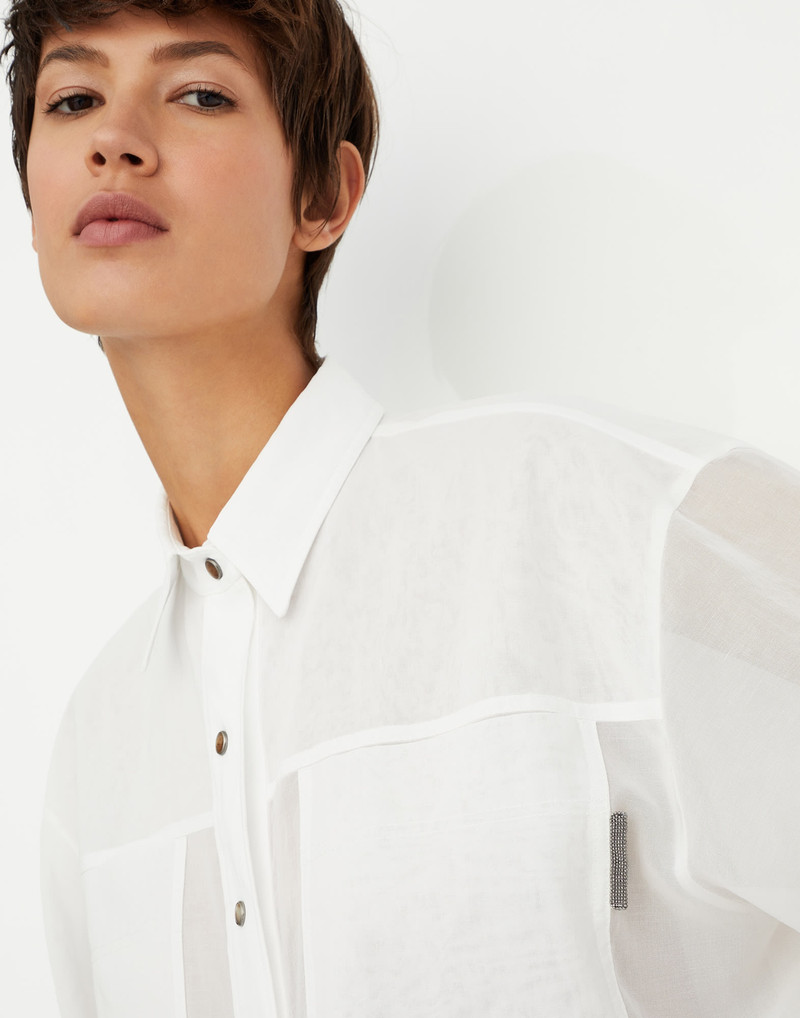 Cotton organza shirt with shiny tab 3