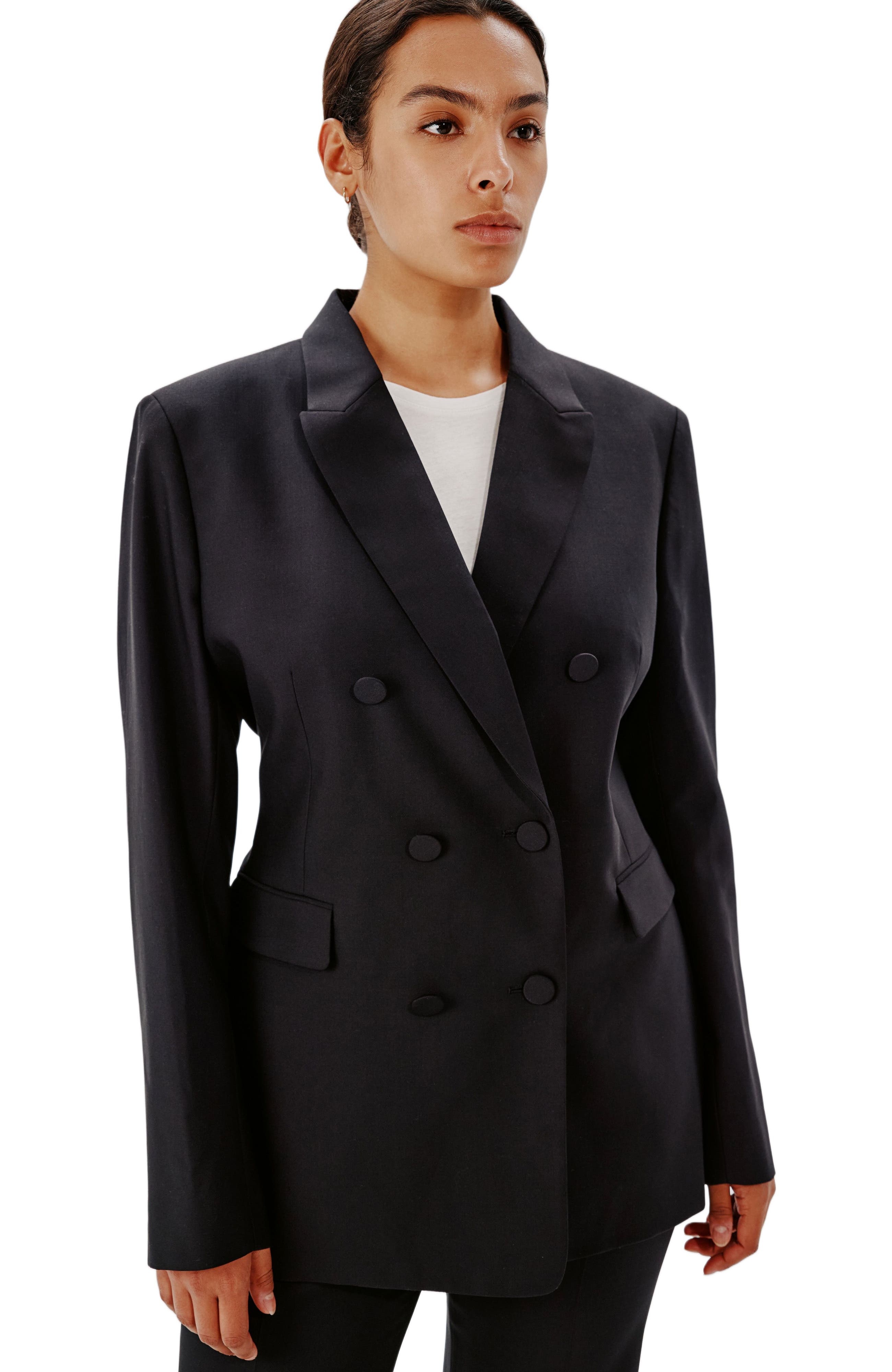 Another Tomorrow DOUBLE BREASTED JACKET in Black at Nordstrom - 5