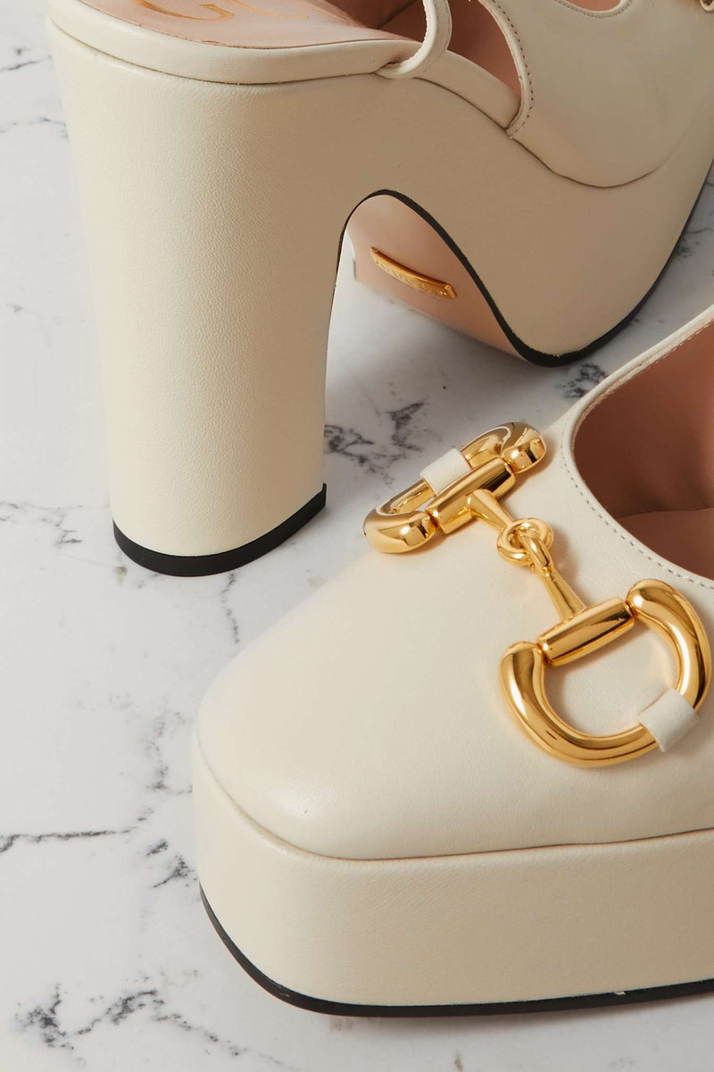 Baby horsebit-detailed leather slingback pumps 4