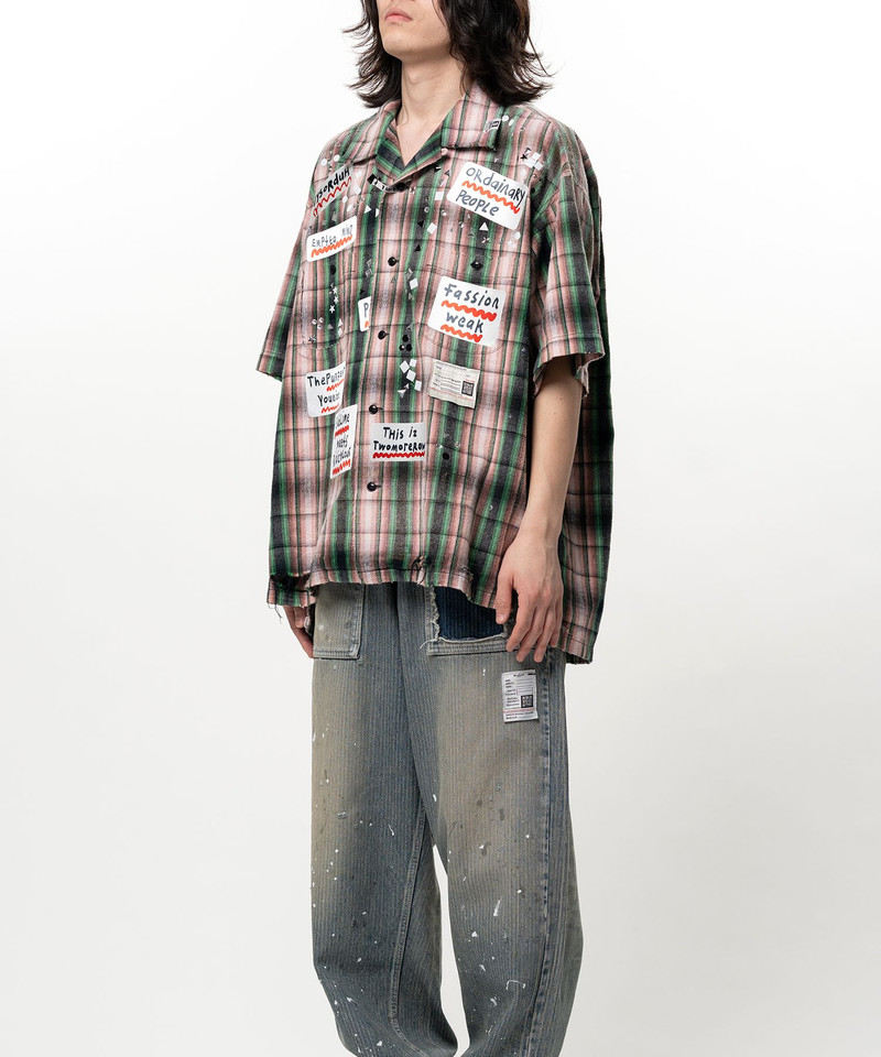 Embellished Sticker Short Sleeve Check Shirt 14