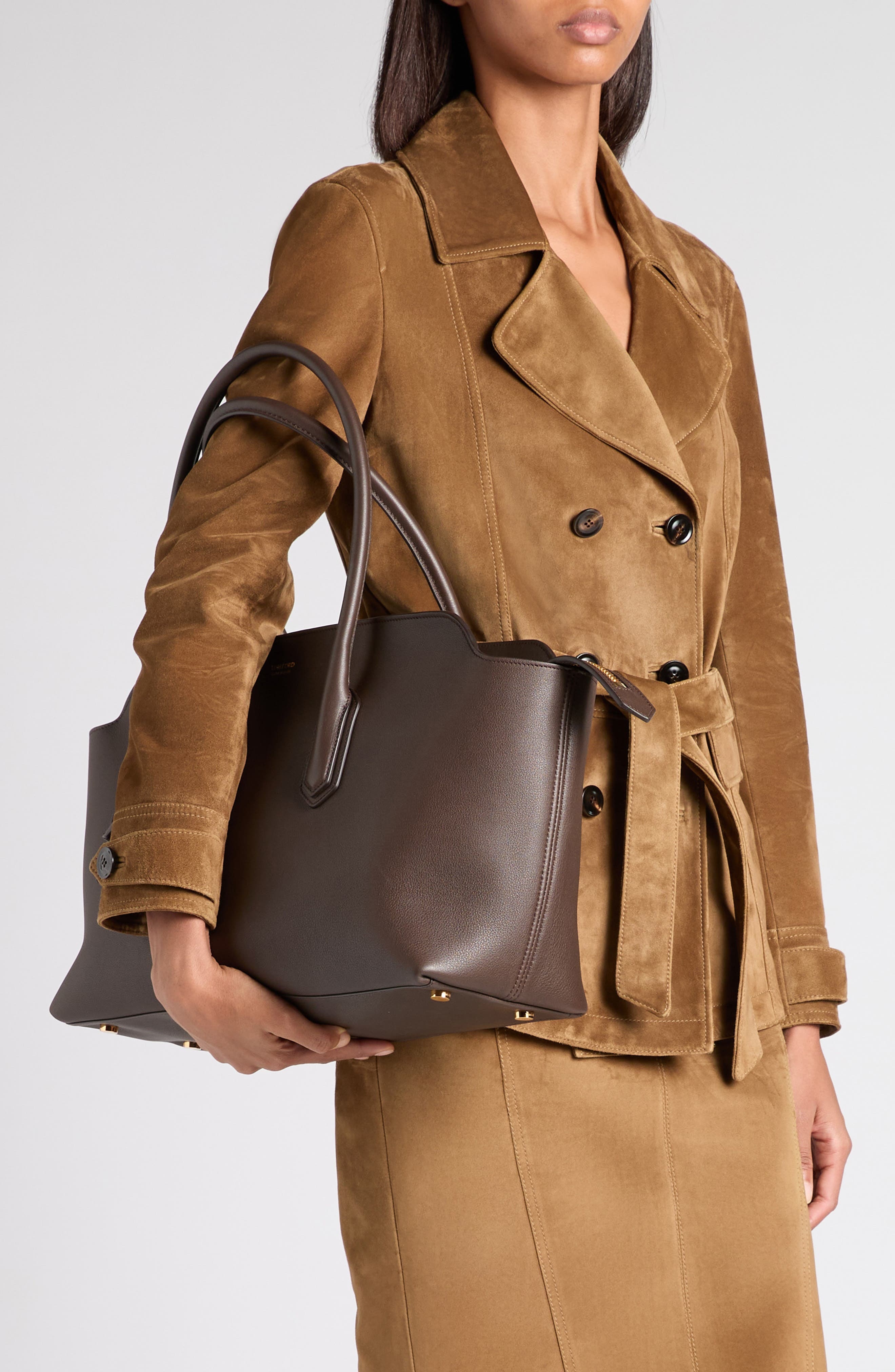 TOM FORD Large Alexander Leather Tote in 1B051 Chocolate at Nordstrom - 7