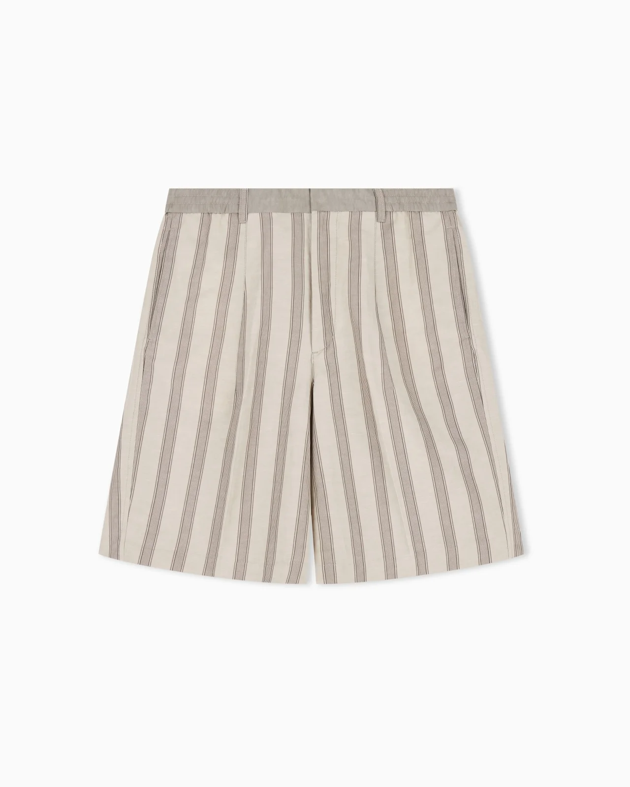 LINEN-BLEND BERMUDA SHORTS WITH ALL-OVER PATTERN - 1