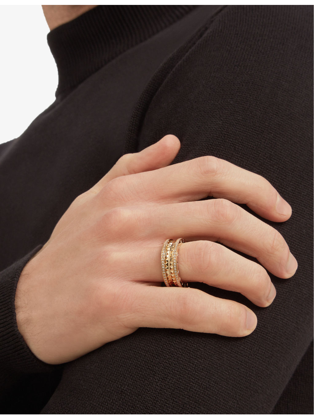 B.zero1 two-band 18ct yellow-gold and 0.51ct round-cut diamond band ring - 6