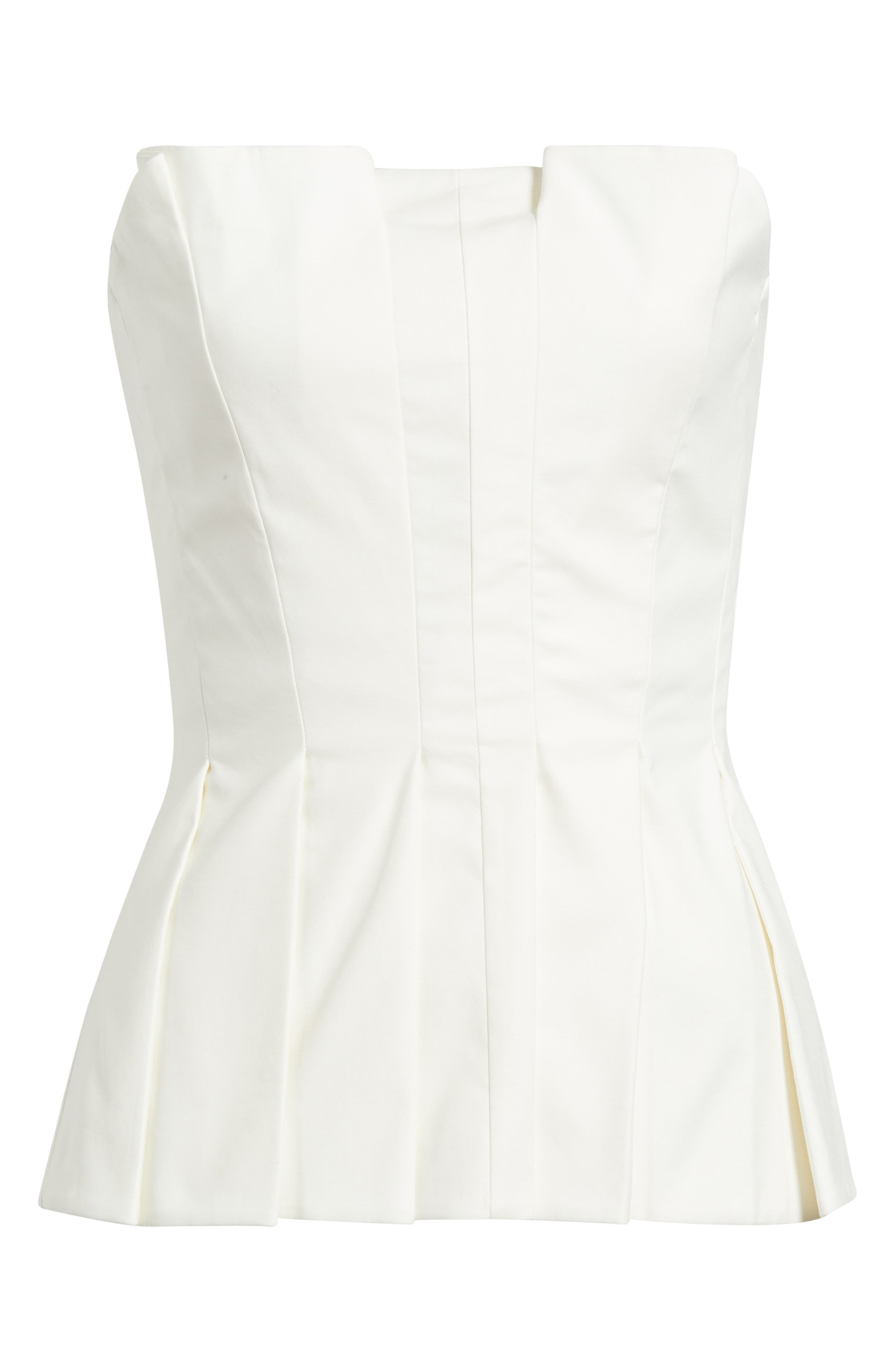 Reformation Ashlyn Pleated Peplum Strapless Top in White at Nordstrom - 5