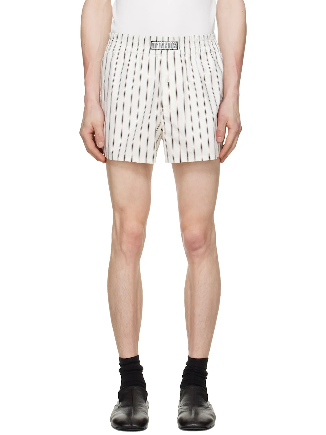 Off-White Striped Cotton Shorts - 1