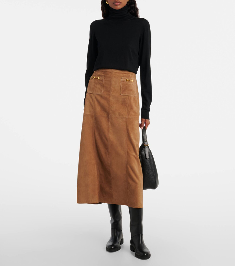 RIXO Edwina high-waist suede maxi skirt outlook