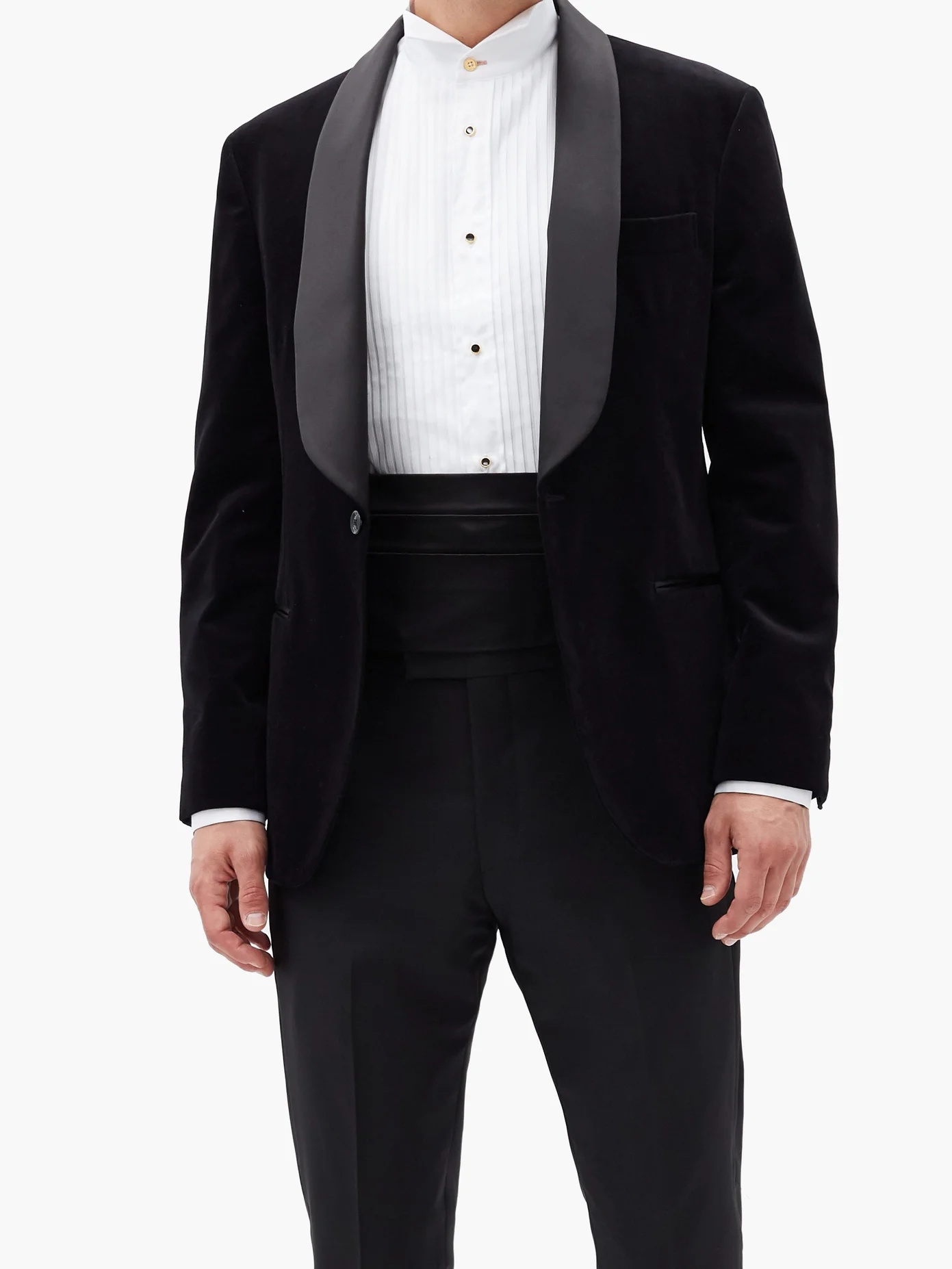 Knife-pleated plastron cotton-poplin tuxedo shirt - 6