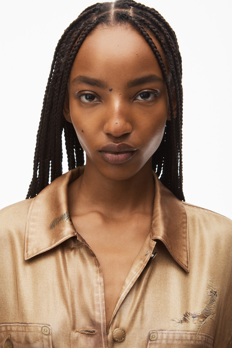 oversized shirt in workwewar trompe-l'oeil print 4