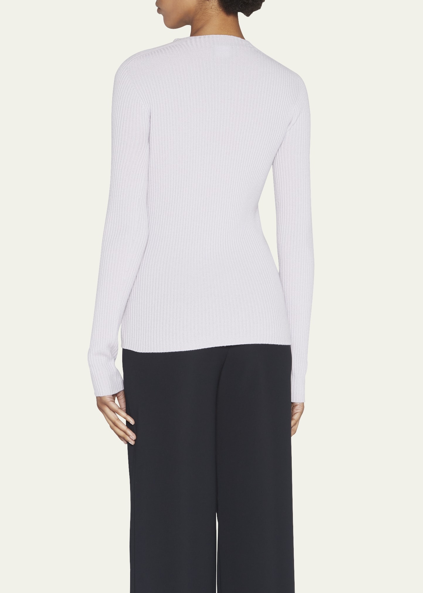 Cashmere Ribbed Knit Sweater - 3