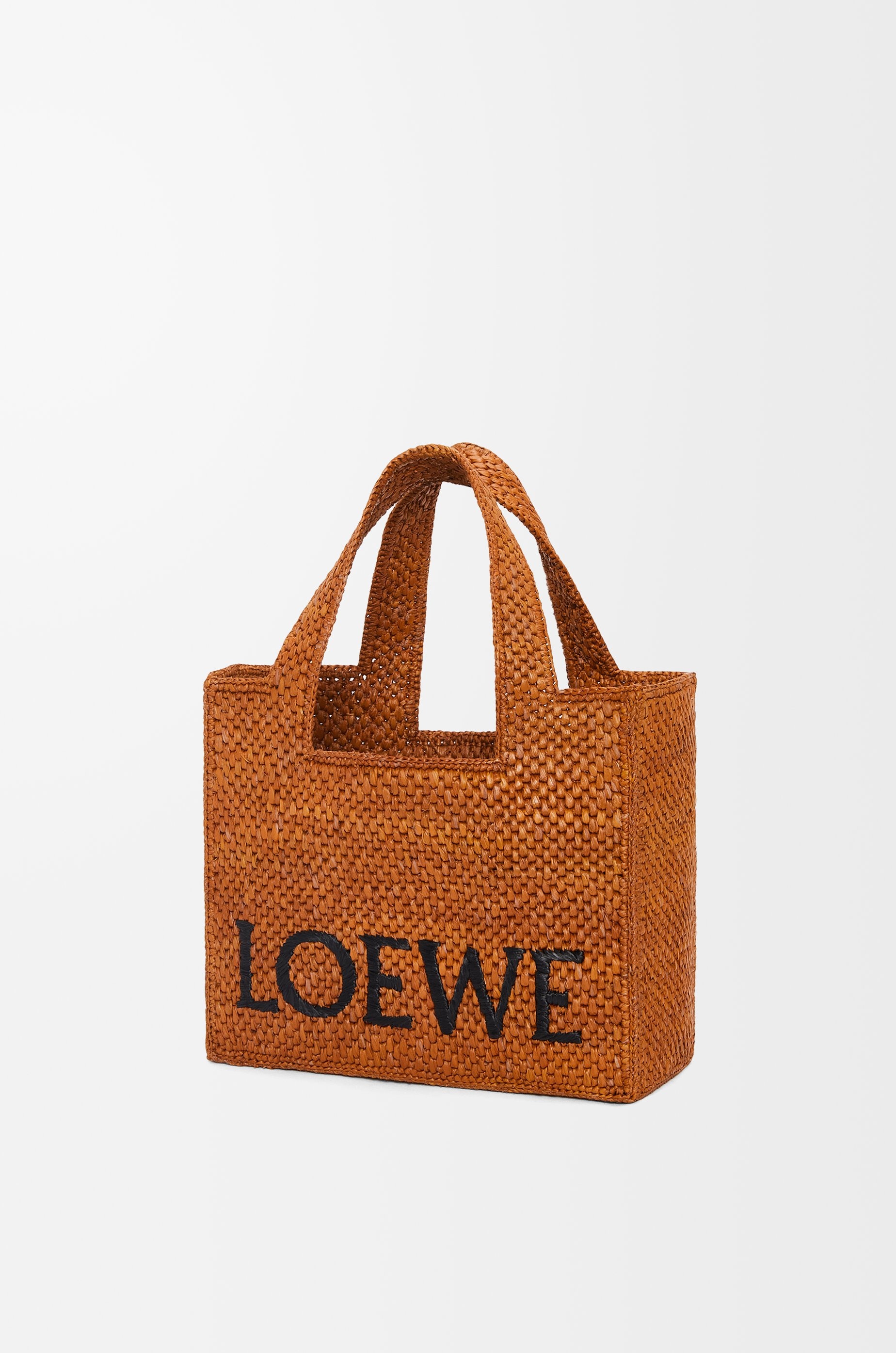 Small LOEWE Font tote in raffia - 4