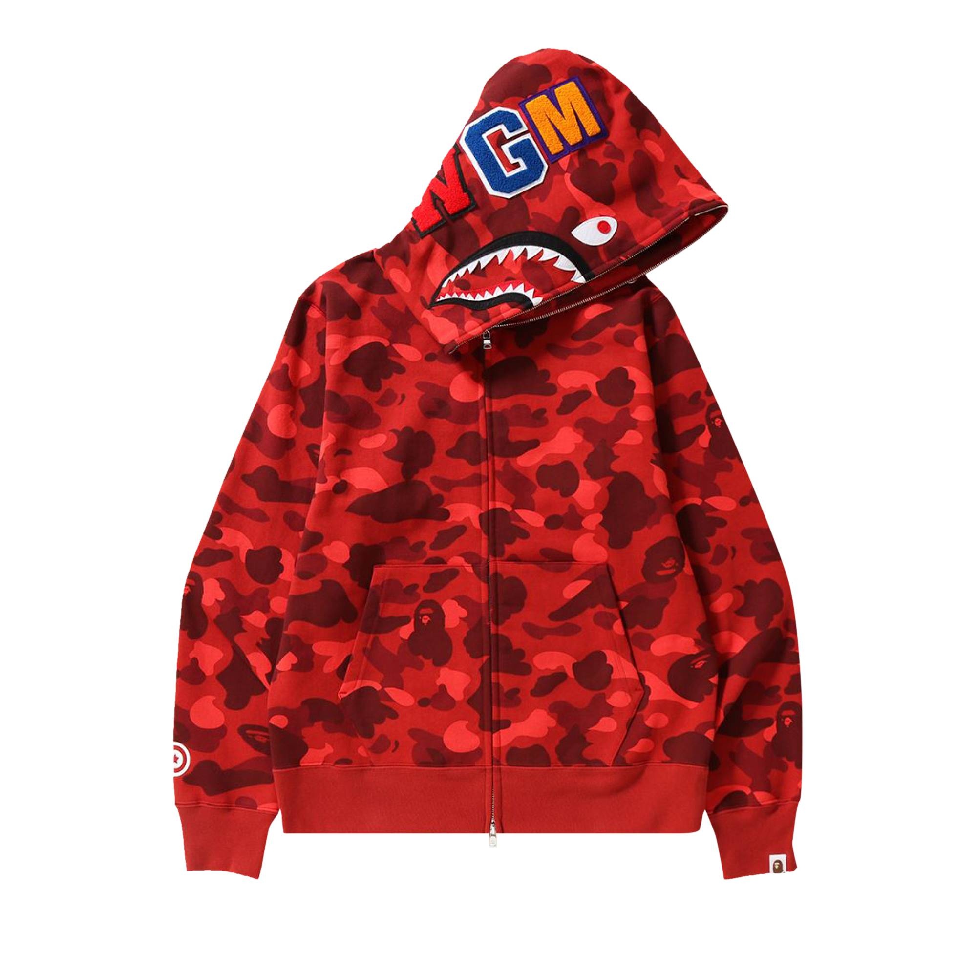 BAPE Color Camo Shark Full Zip Hoodie 'Red' - 1