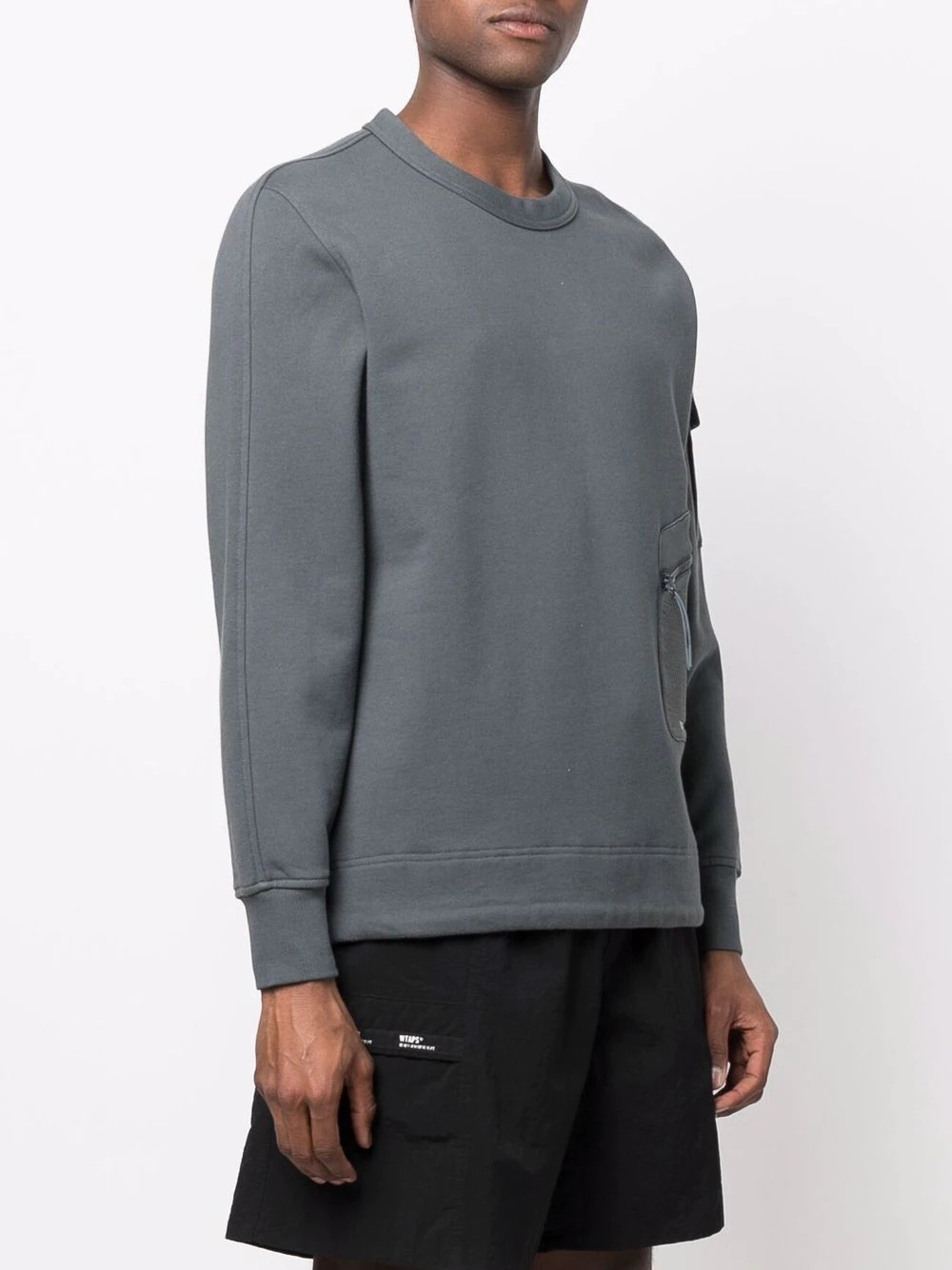 pocket-detail crew neck sweatshirt - 3