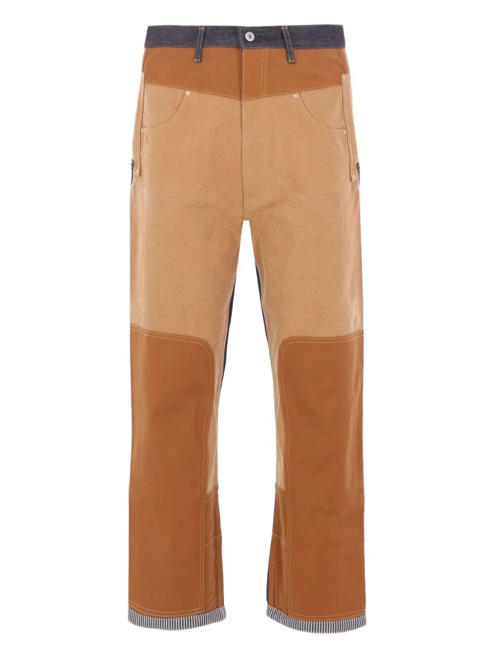 patchwork canvas jeans - 1