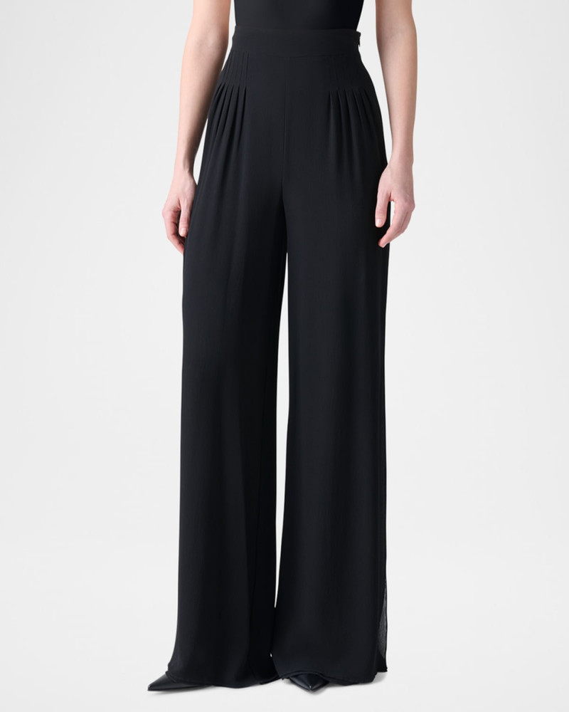 AKRIS Myriam Pleated Wide Silk-Georgette Pants outlook