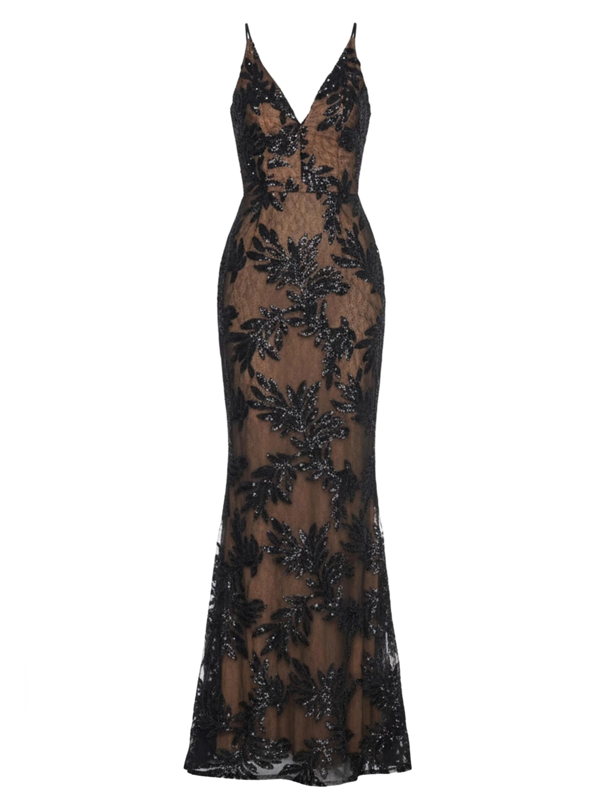 Women's Sharon Sequined Mermaid Gown - Black Beige - 1