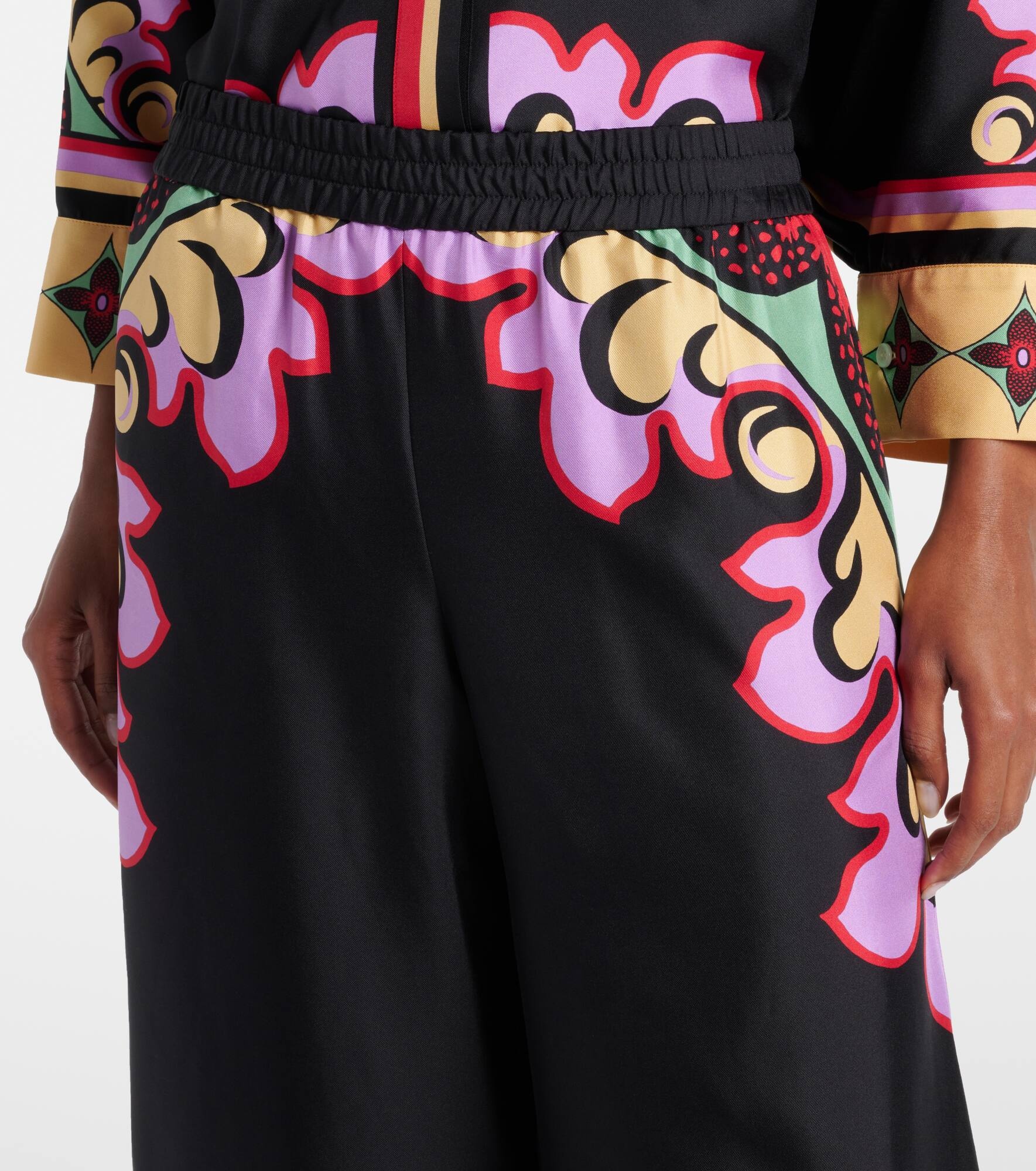 Printed silk palazzo pants - 4