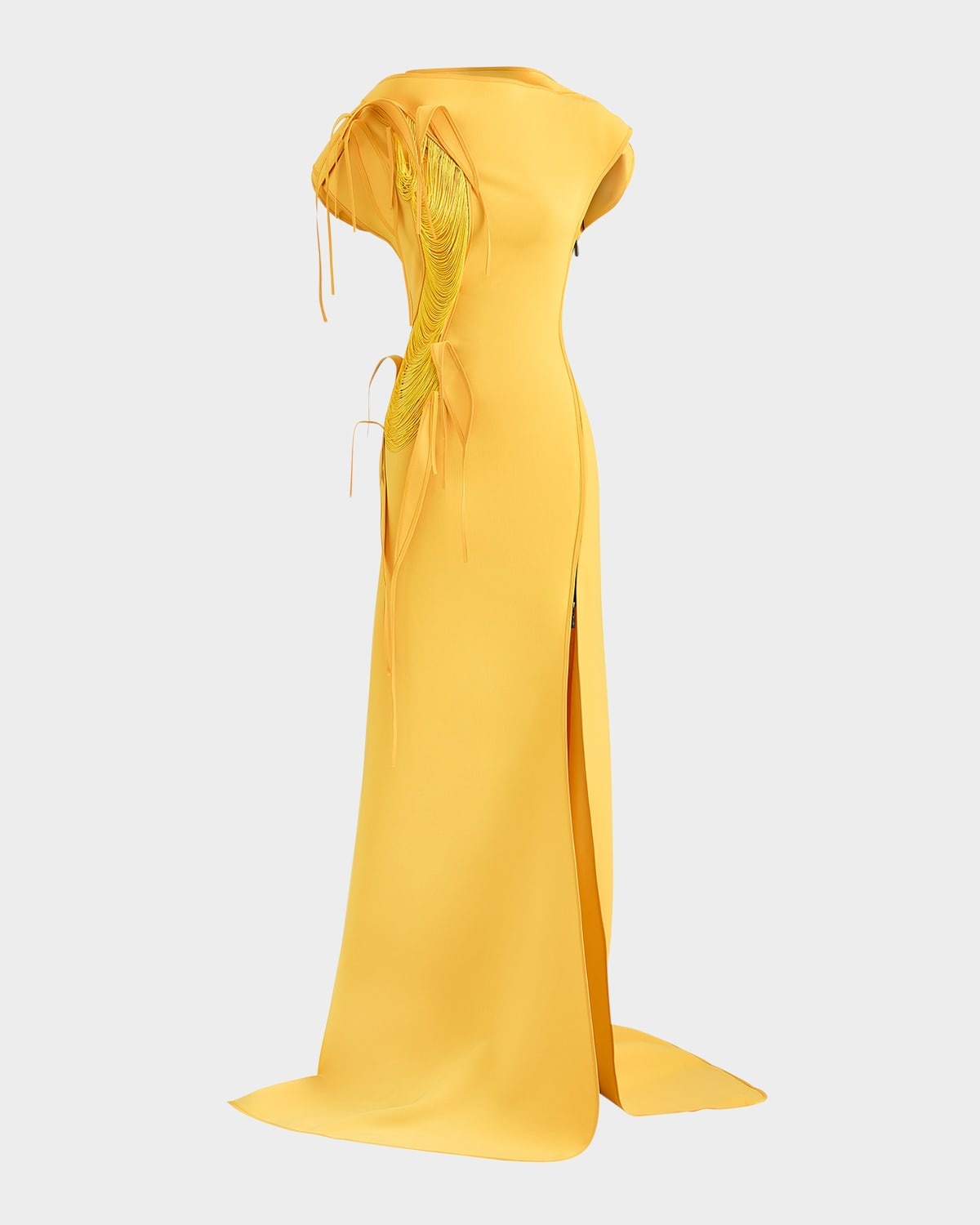 Alena Fringe Applique Slit Gown - 1
