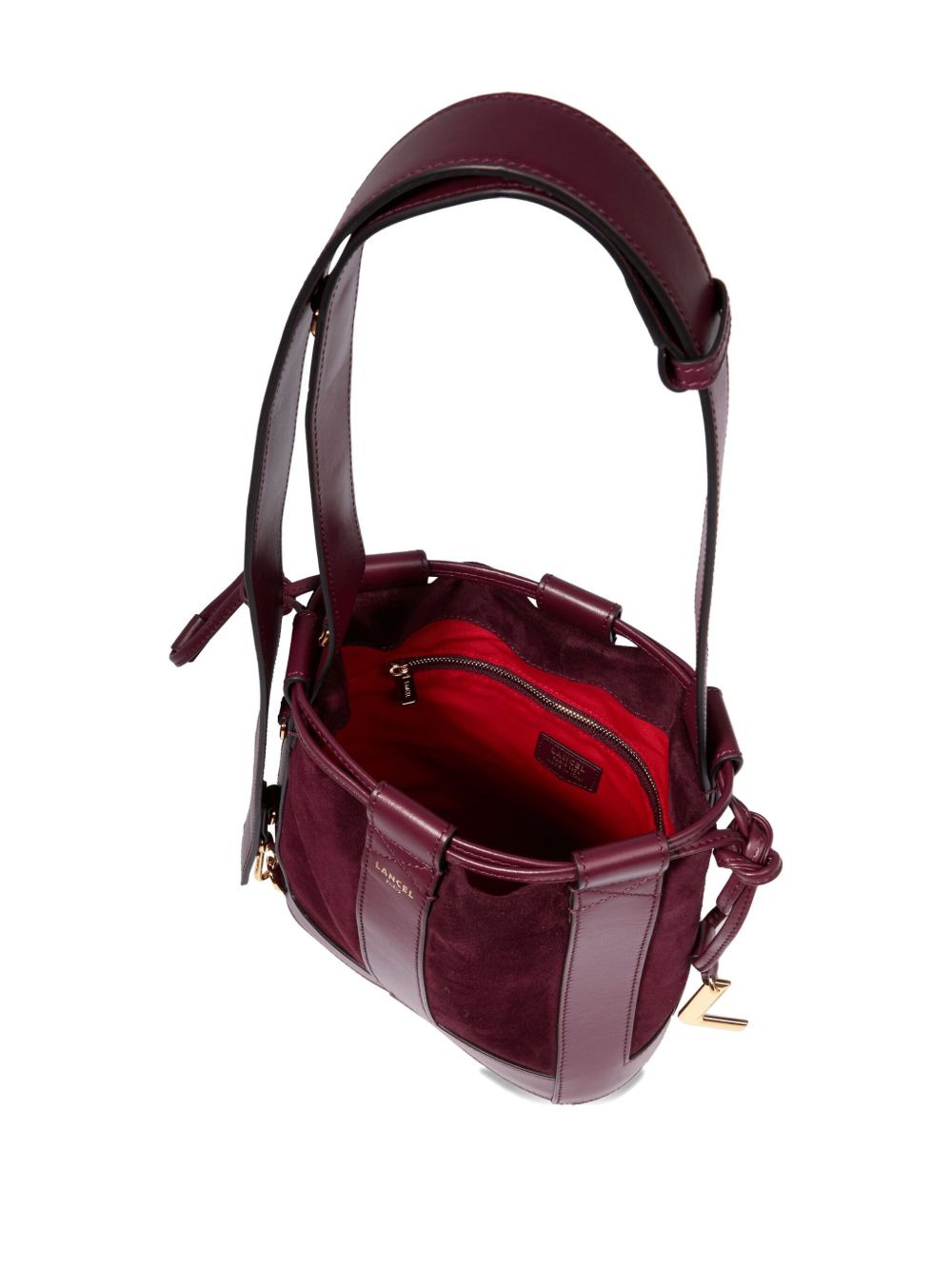 Elles leather-trimmed suede bucket bag - 5