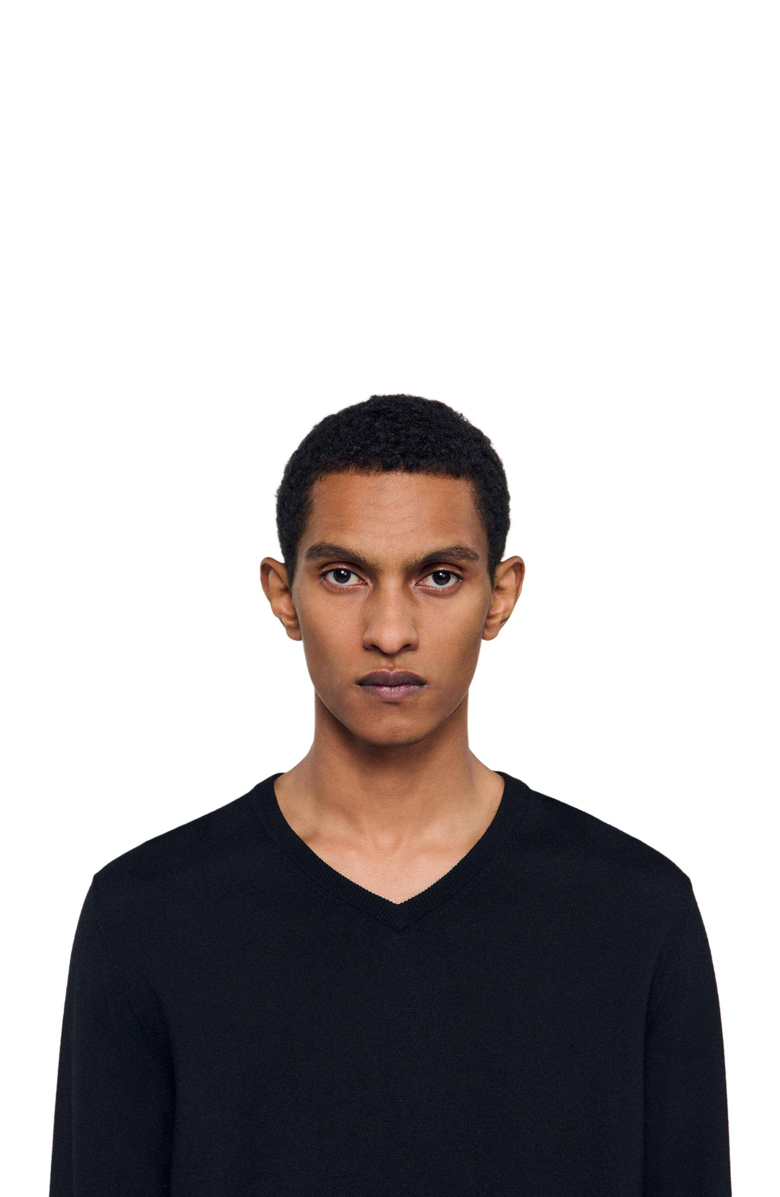 SANDRO V-neck wool sweater in Black at Nordstrom - 4