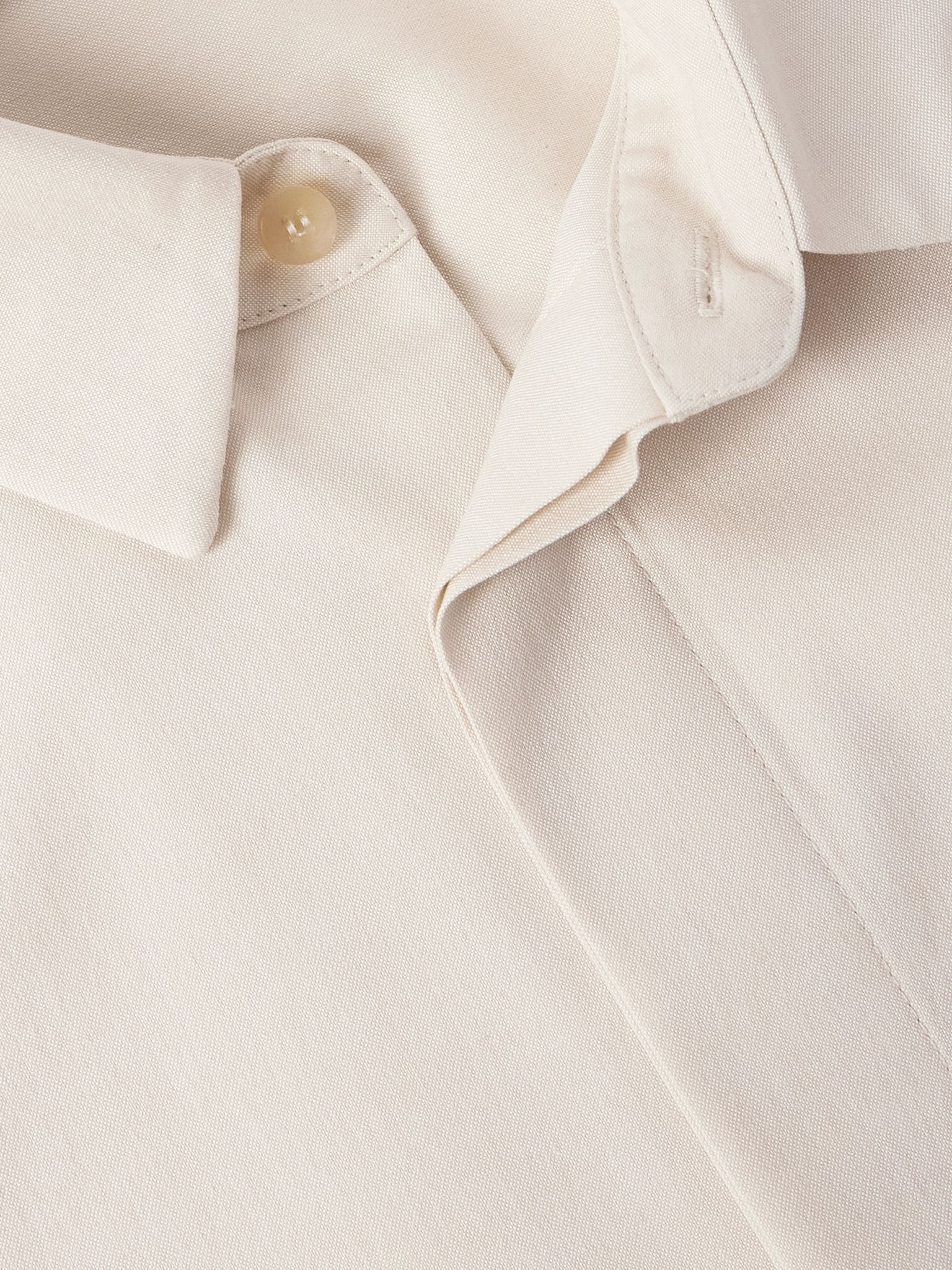 Oversized Stretch-Cotton and Wool-Blend Oxford Shirt Ivory - 4